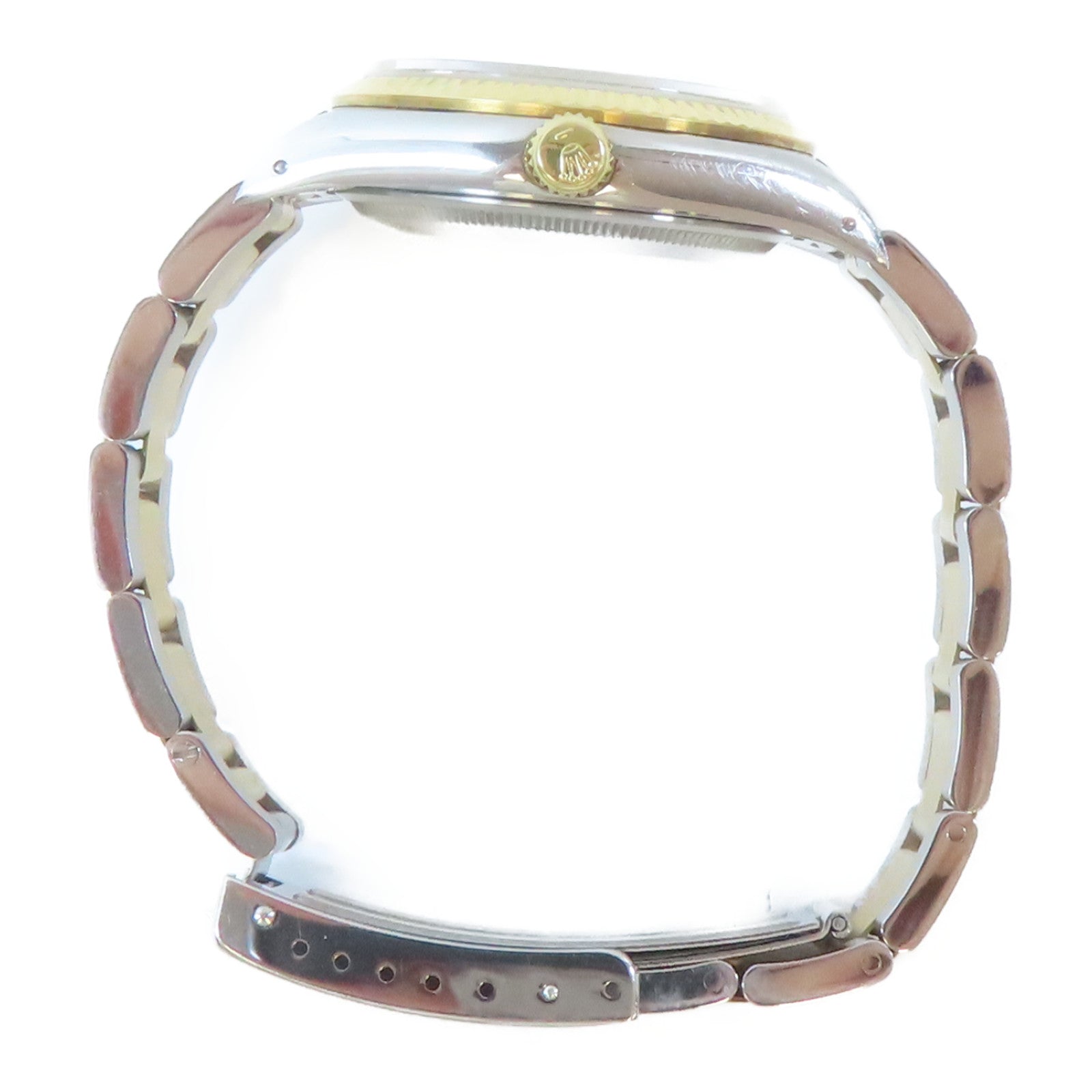 ROLEX Oyster Perpetual18K黃金/不鏽鋼手錶自動機芯白色#17.25cm
