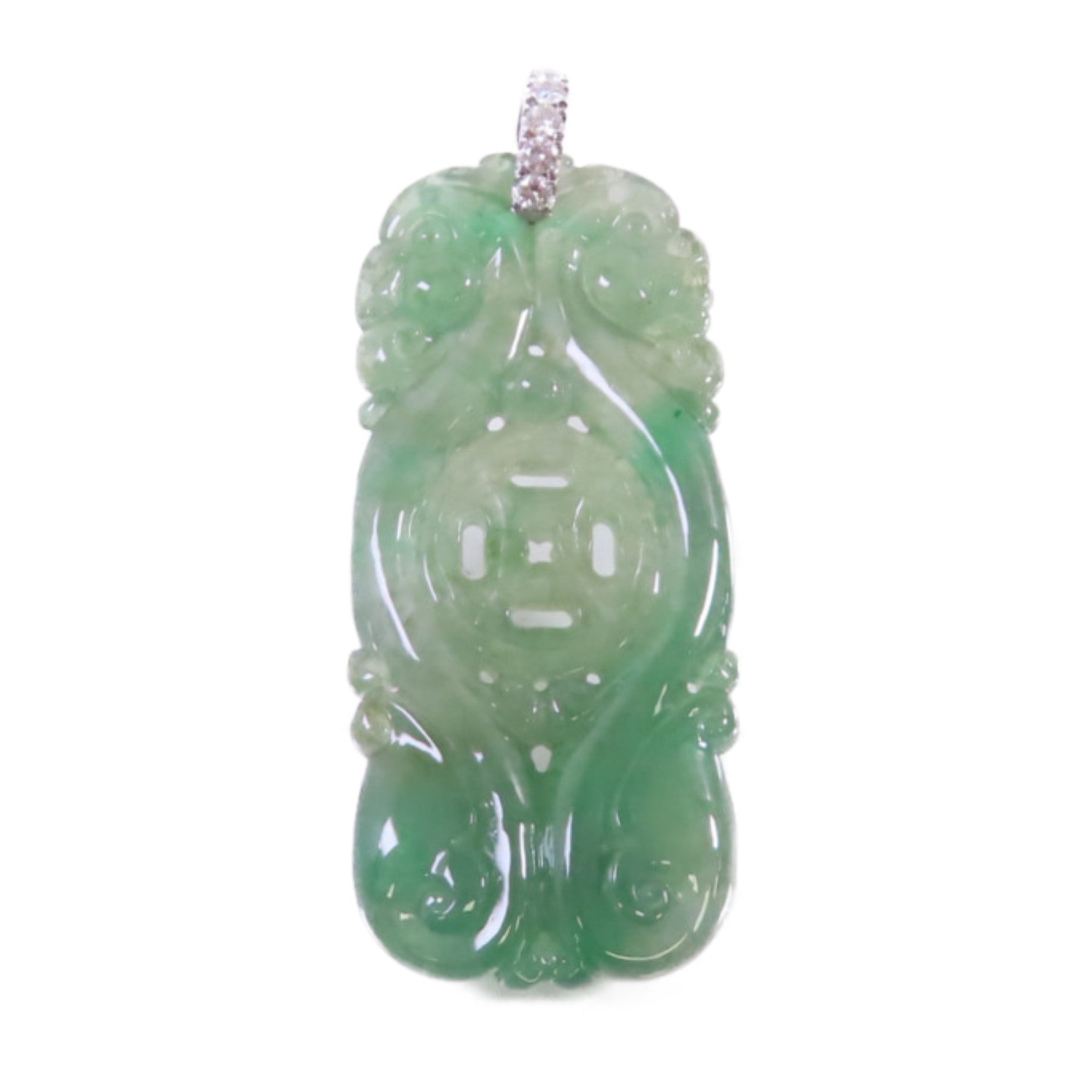 JEWELRY 18K白金/翡翠/鑽石Jade Diamond Pendant Top吊墜頭扣