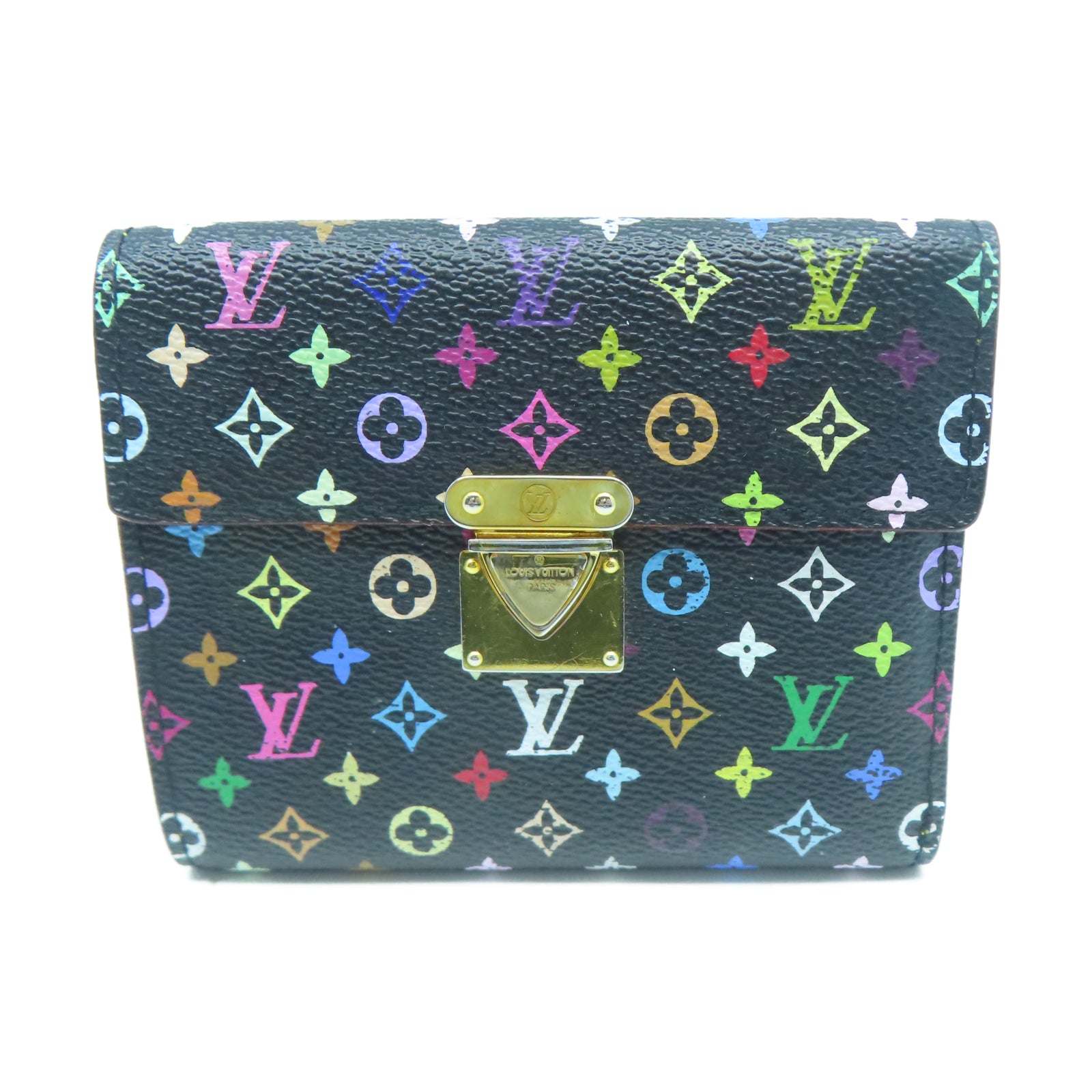 LOUIS VUITTON 【激減優惠】Monogram Multicolore金扣錢包黑色/彩色