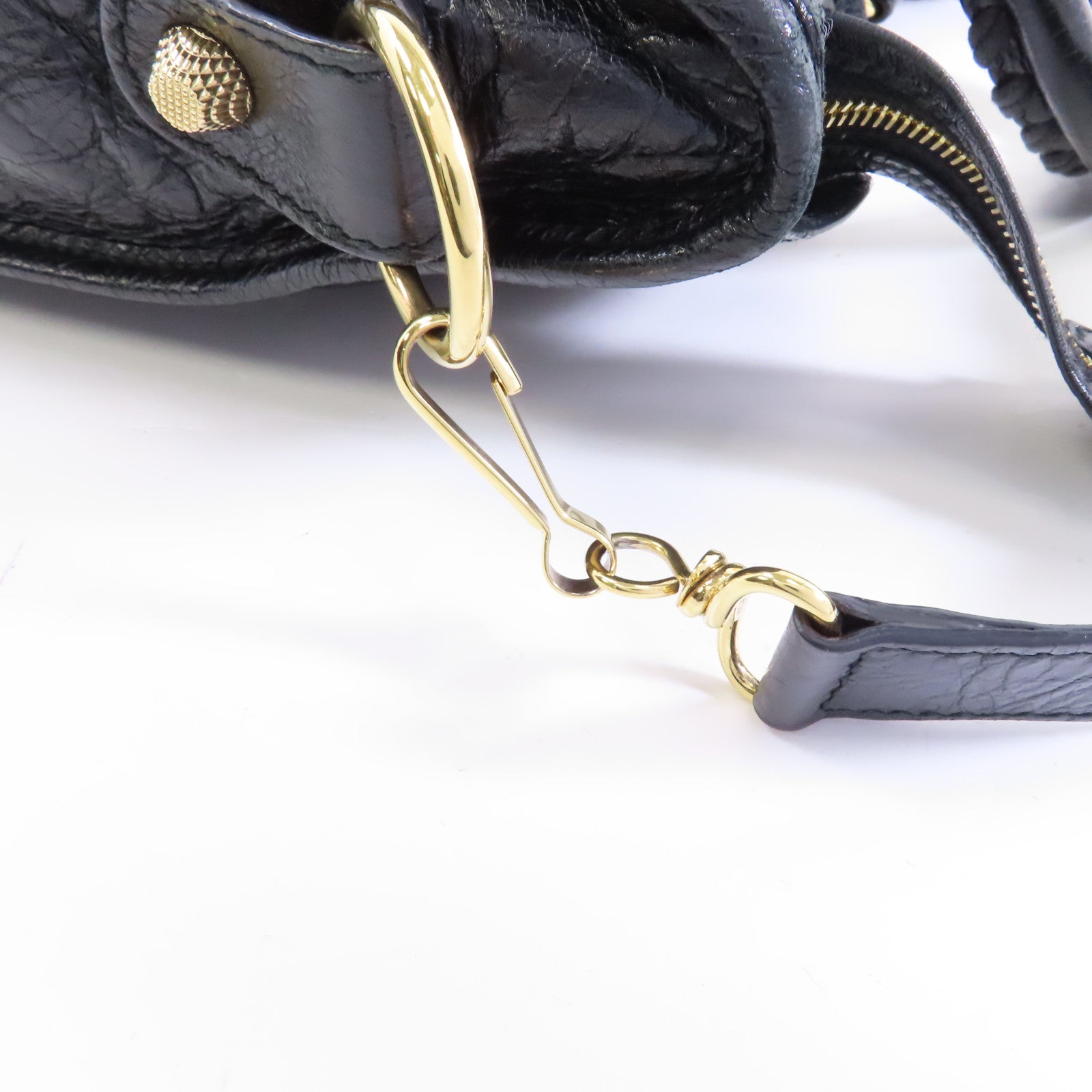BALENCIAGA 羊皮皮革Giant City金扣手挽肩背兩用袋黑色