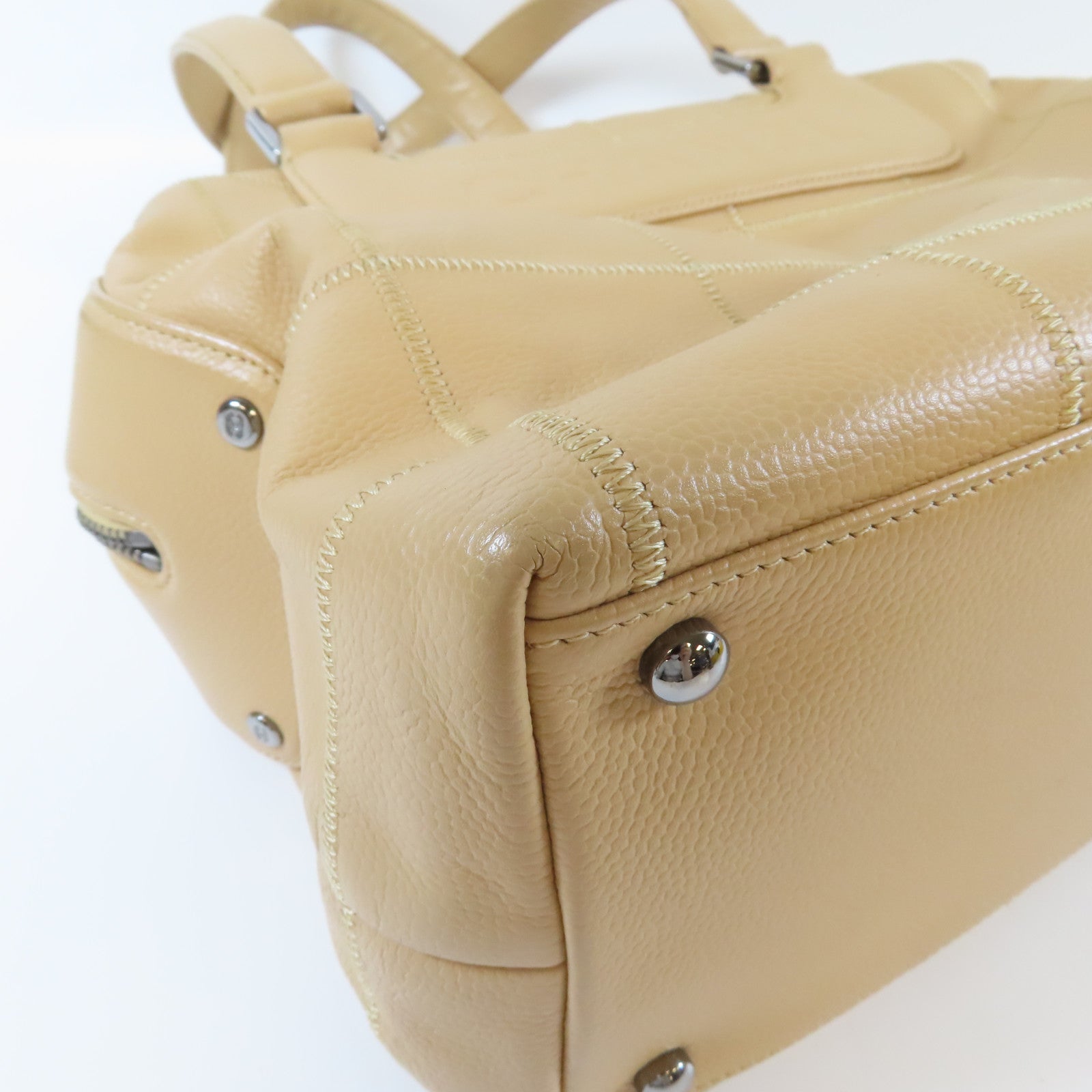 CHANEL 【激減優惠】Caviar皮革Vintage Shoulder Bag銀扣肩背袋杏色
