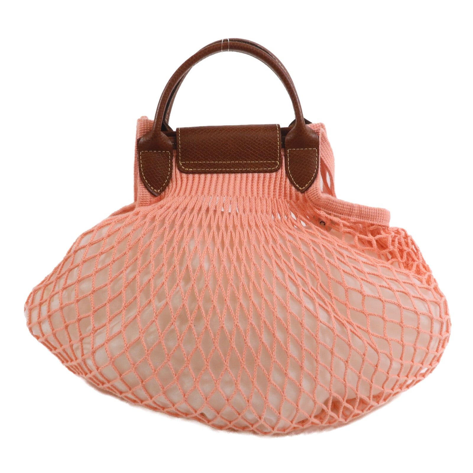 Longchamp 牛皮皮革/棉質Le Pliage Filet L Mesh Bag手挽肩背兩用袋