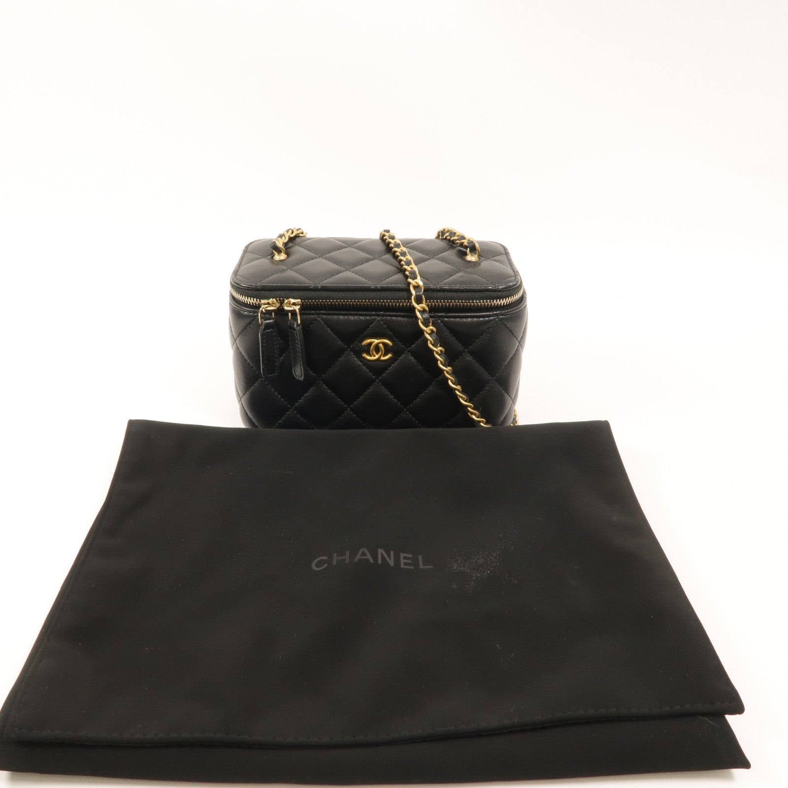 CHANEL 羊皮皮革Vanity Case鏈帶肩背袋