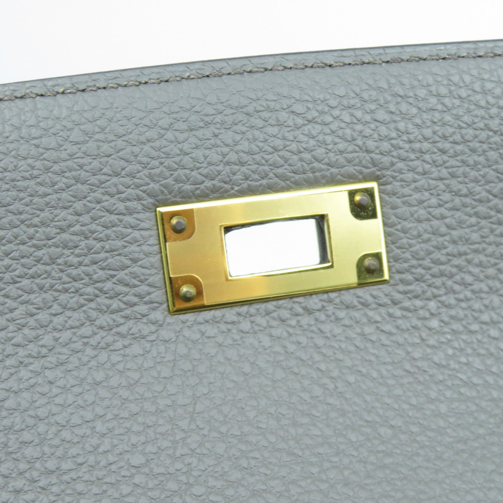 HERMES Clemence皮革Kelly 28金扣手挽肩背兩用袋Etoupe大象灰色