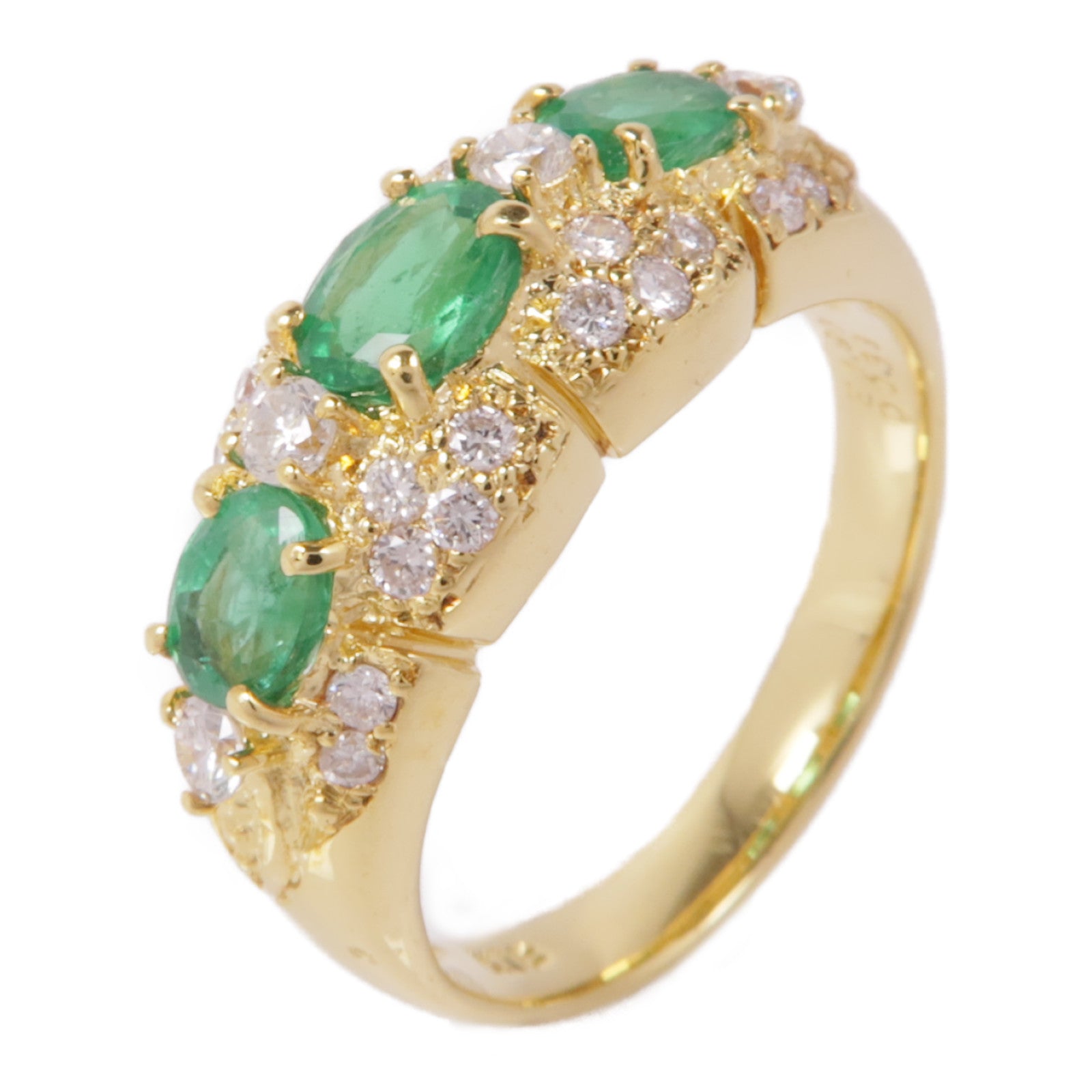 JEWELRY 18K黃金Emerald/Diamond Ring綠寶石/鑽石戒指US#6.25