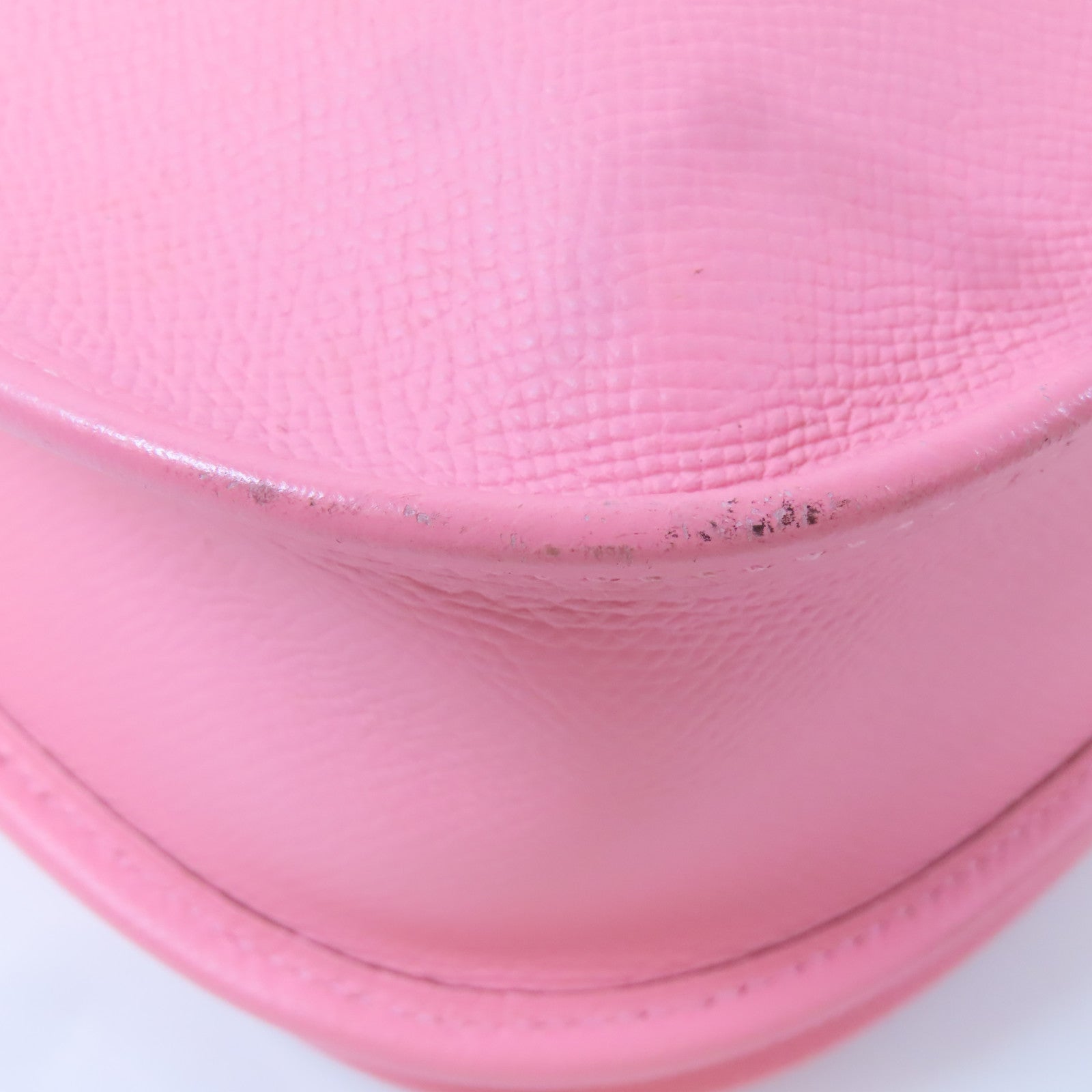 HERMES Epsom皮革Evelyne PM銀扣肩背袋粉紅色