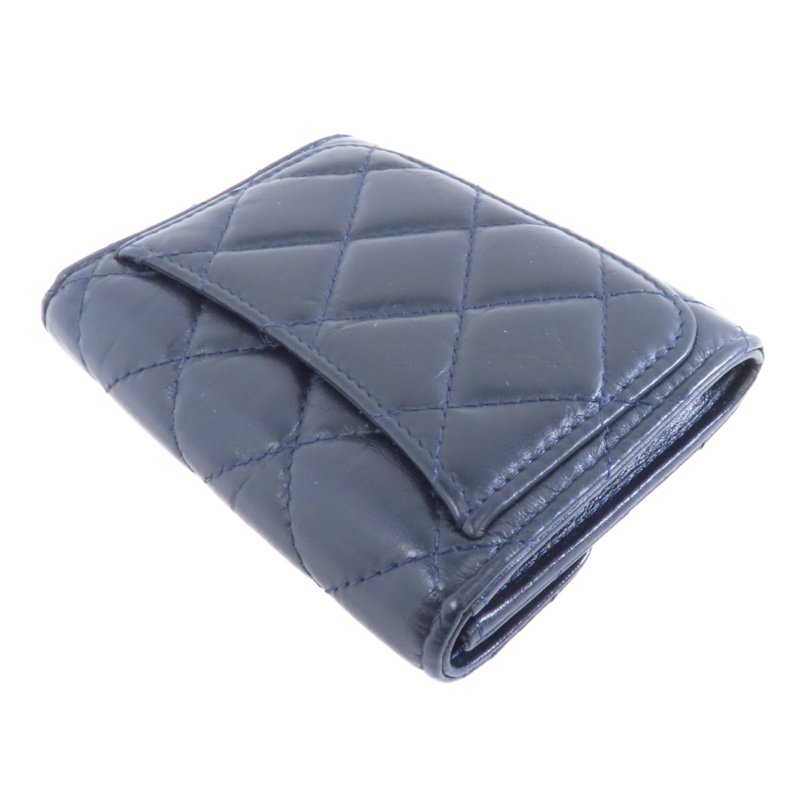 CHANEL Aged Calf皮革2.55 Card Case銀扣卡片套黑色