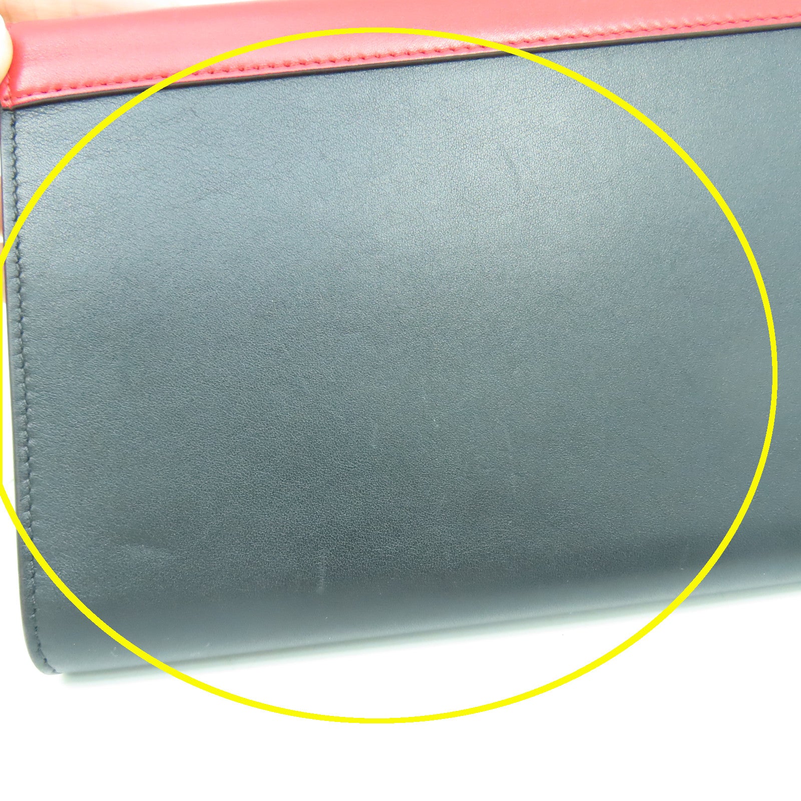 CELINE 牛皮皮革Shoulder Bag銀扣鏈帶肩背袋紅色/黑色