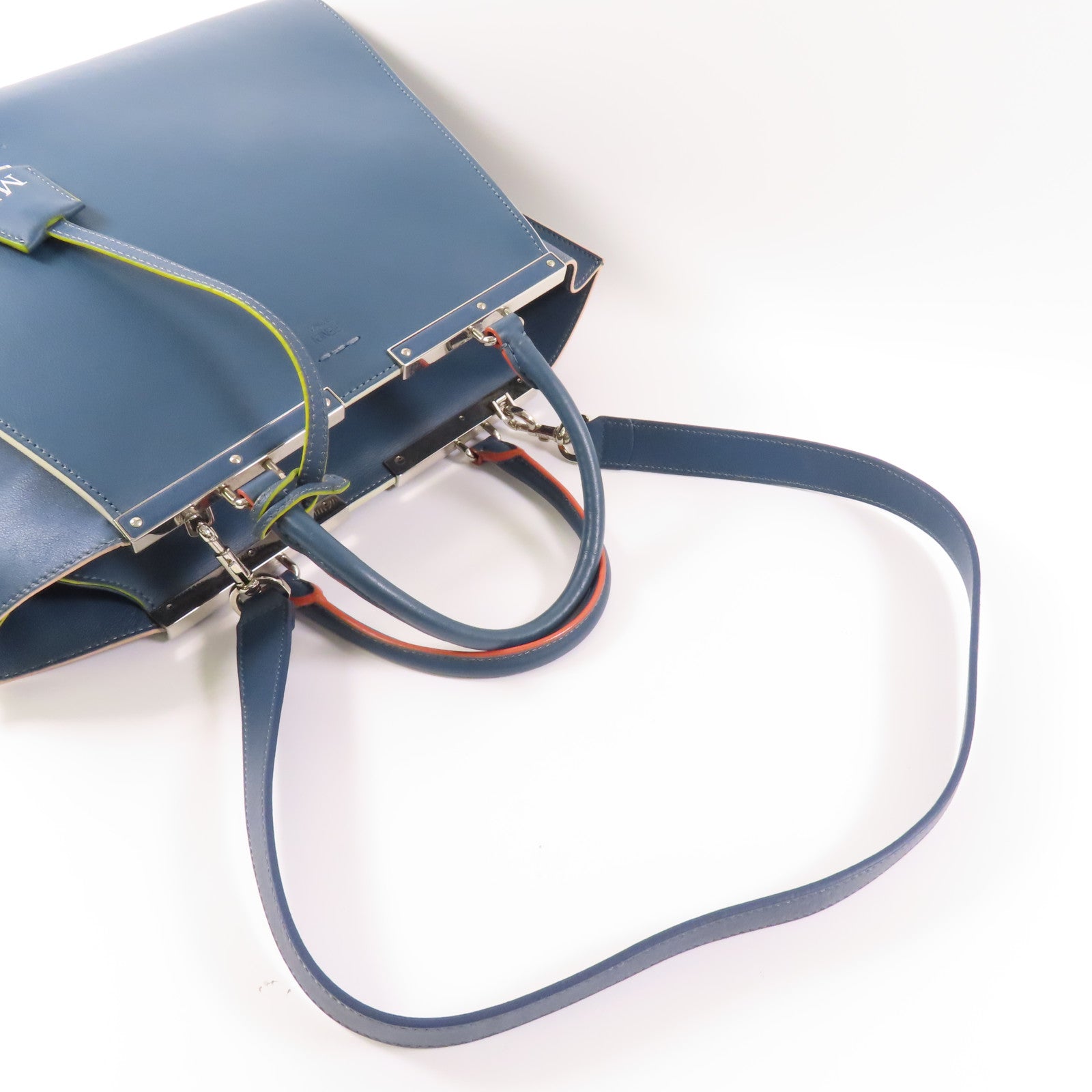 FENDI SHW 3 Jours 2 Way Bag 8BH279-81D Calfskin Leather Blue