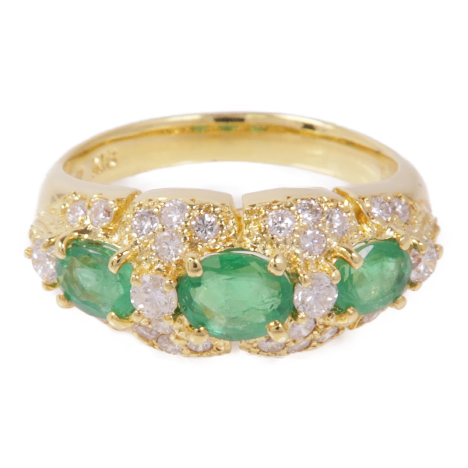 JEWELRY 18K黃金Emerald/Diamond Ring綠寶石/鑽石戒指US#6.25