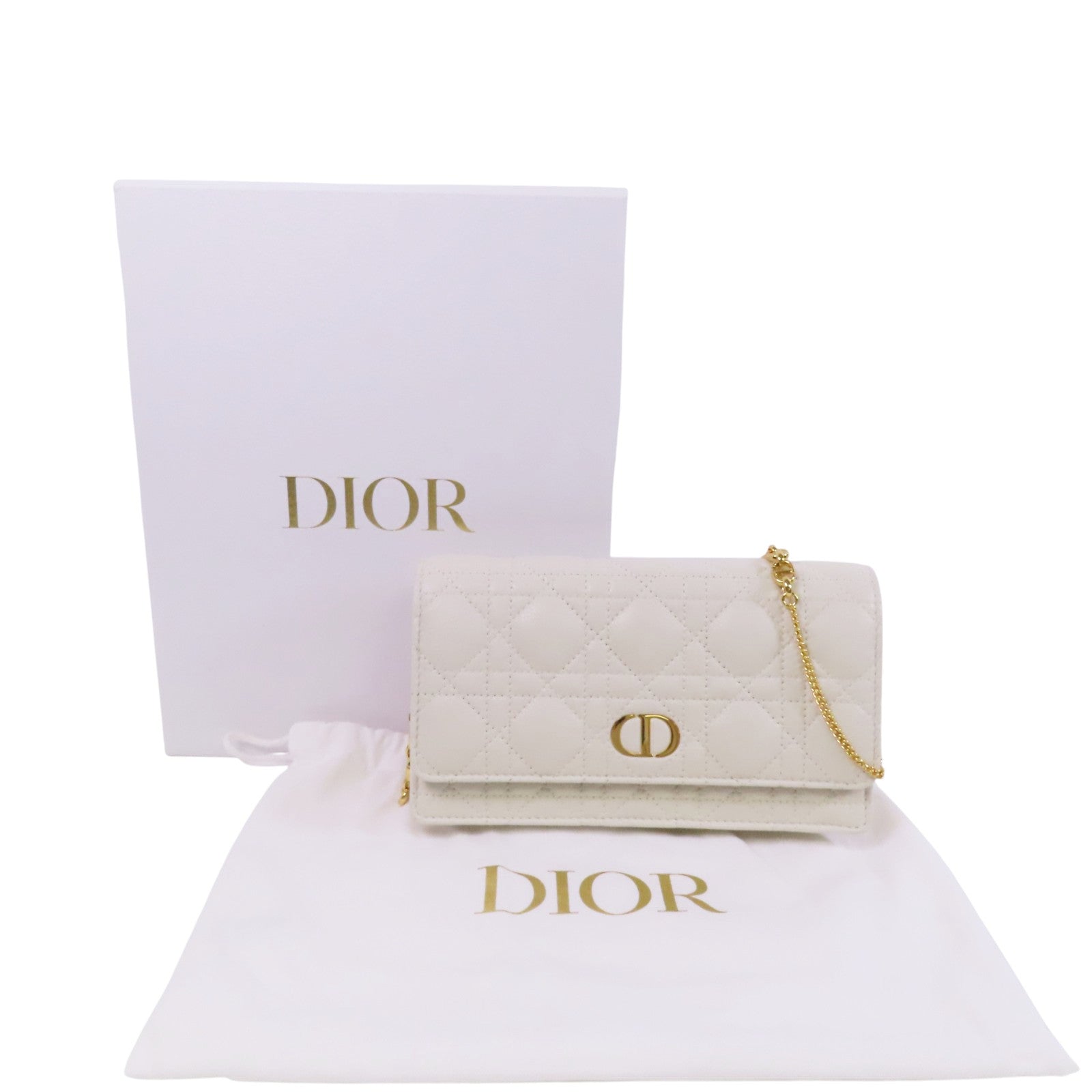Dior 牛皮皮革Caro Pouch金扣鏈帶肩背袋