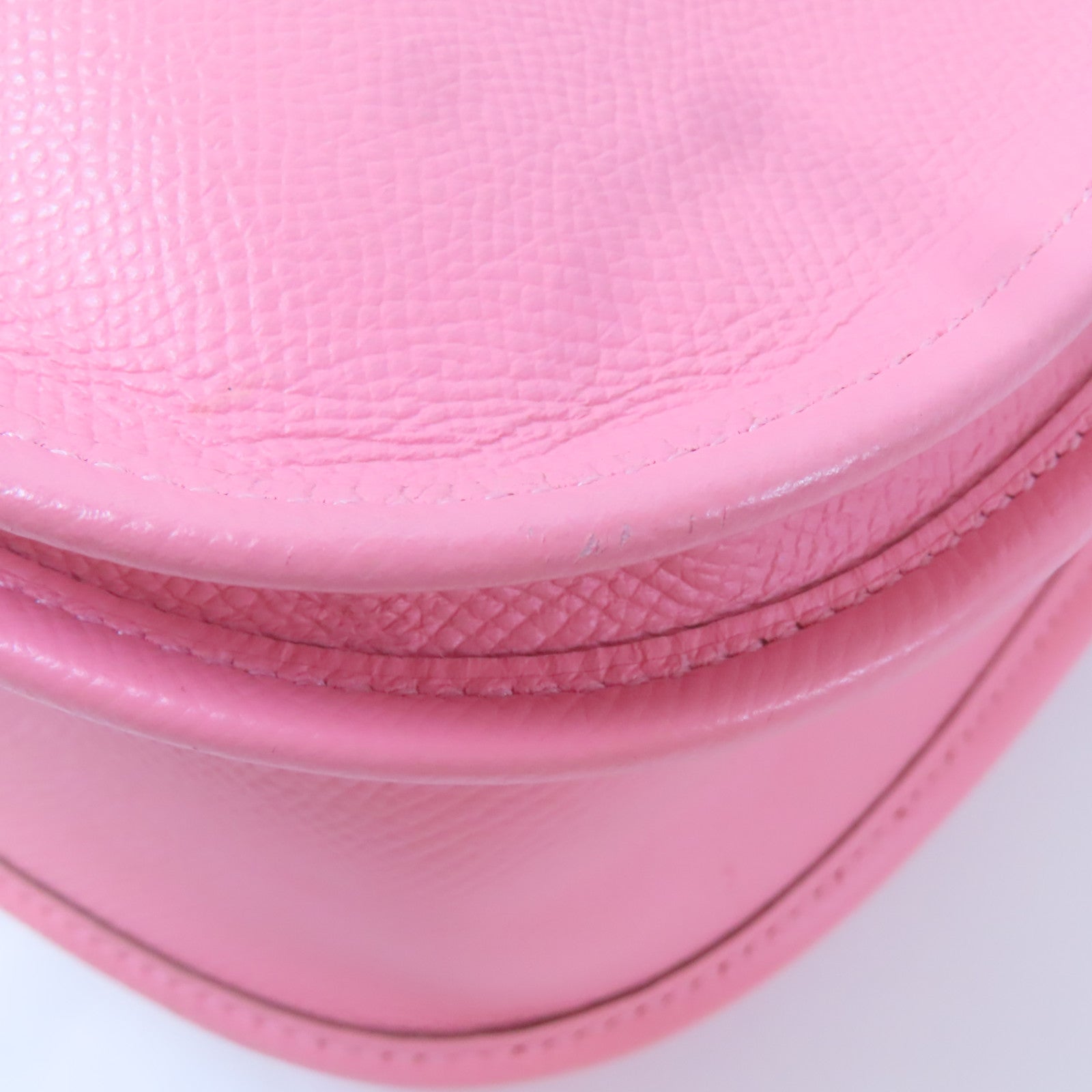 HERMES Epsom皮革Evelyne PM銀扣肩背袋粉紅色