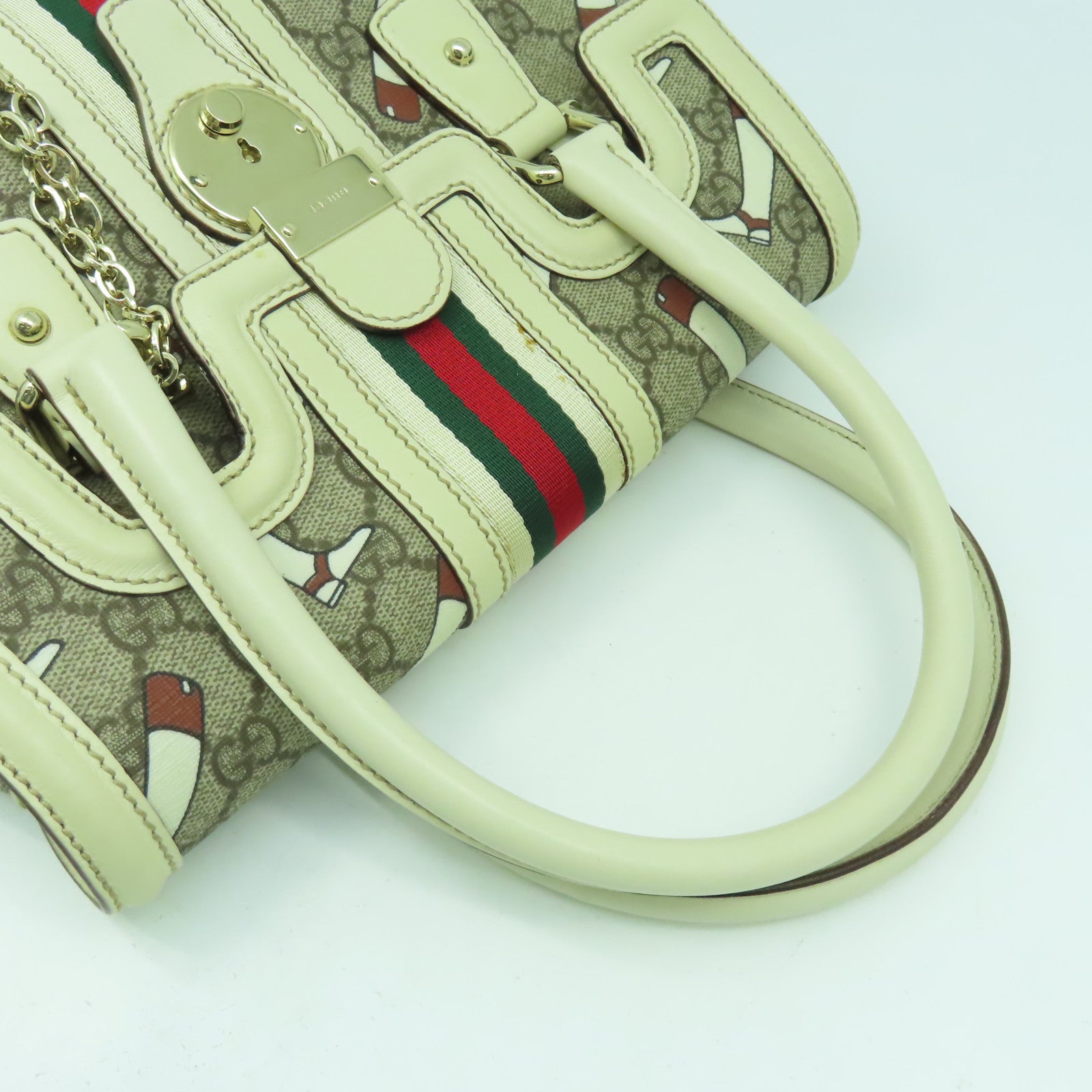 GUCCI 【激減優惠】帆布Treasure銀扣手挽袋米色/啡色