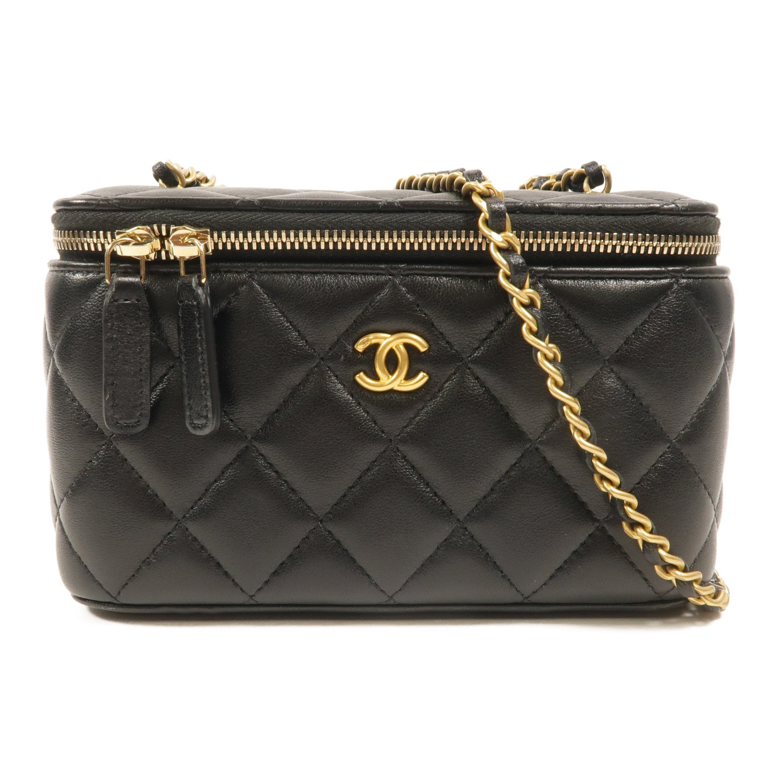 CHANEL 羊皮皮革Vanity Case鏈帶肩背袋