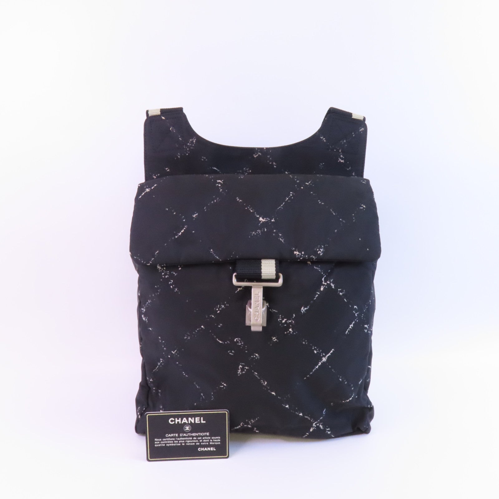 CHANEL 尼龍Travel Line Backpack銀扣背包