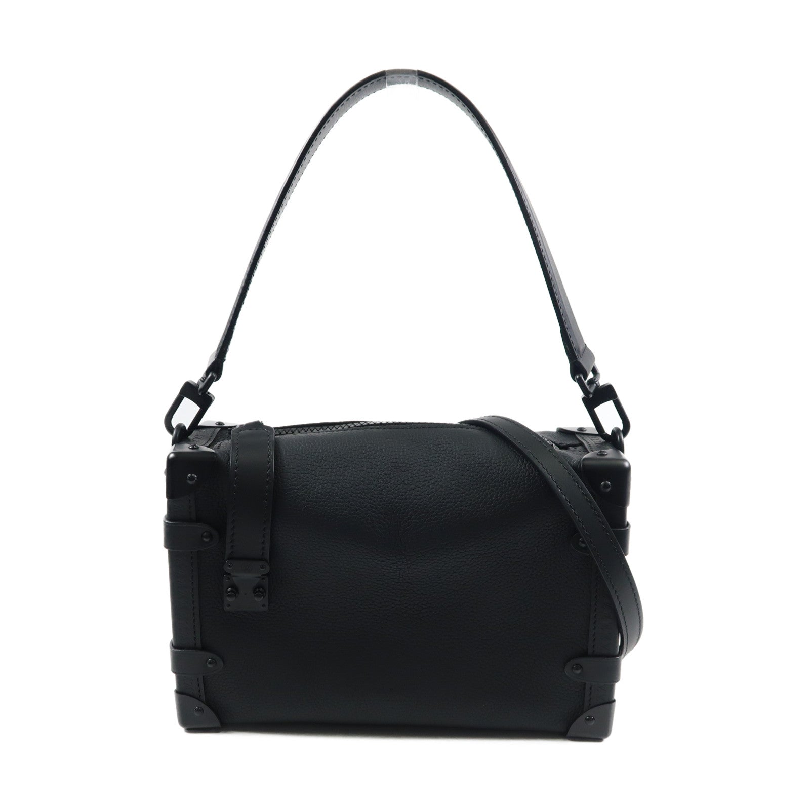 LOUIS VUITTON 牛皮皮革Side Trunk MM黑扣手挽肩背兩用袋