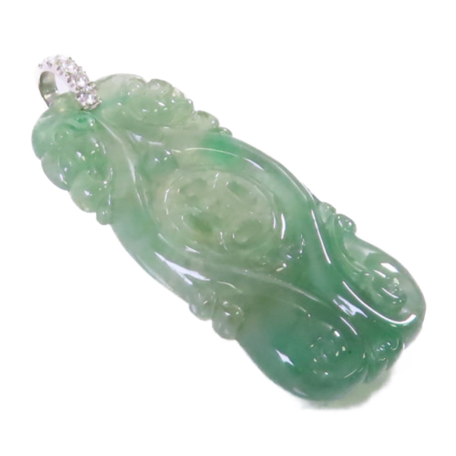 JEWELRY 18K白金/翡翠/鑽石Jade Diamond Pendant Top吊墜頭扣