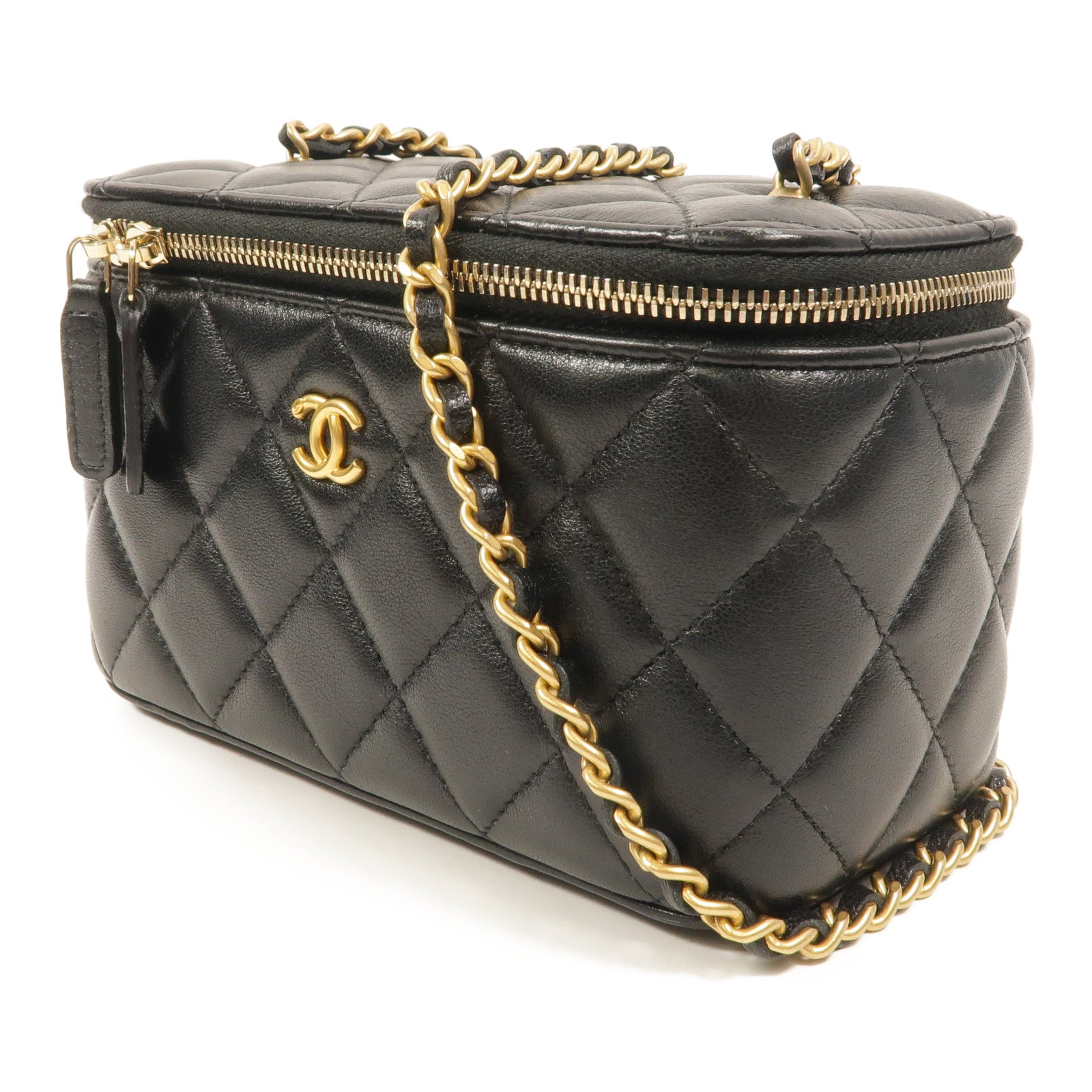 CHANEL 羊皮皮革Vanity Case鏈帶肩背袋
