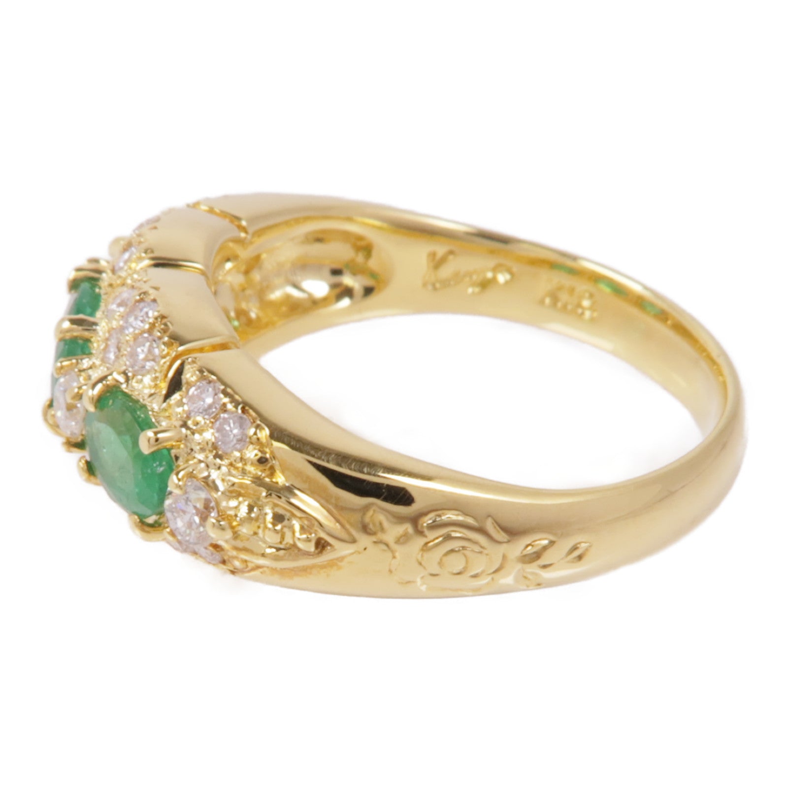 JEWELRY 18K黃金Emerald/Diamond Ring綠寶石/鑽石戒指US#6.25