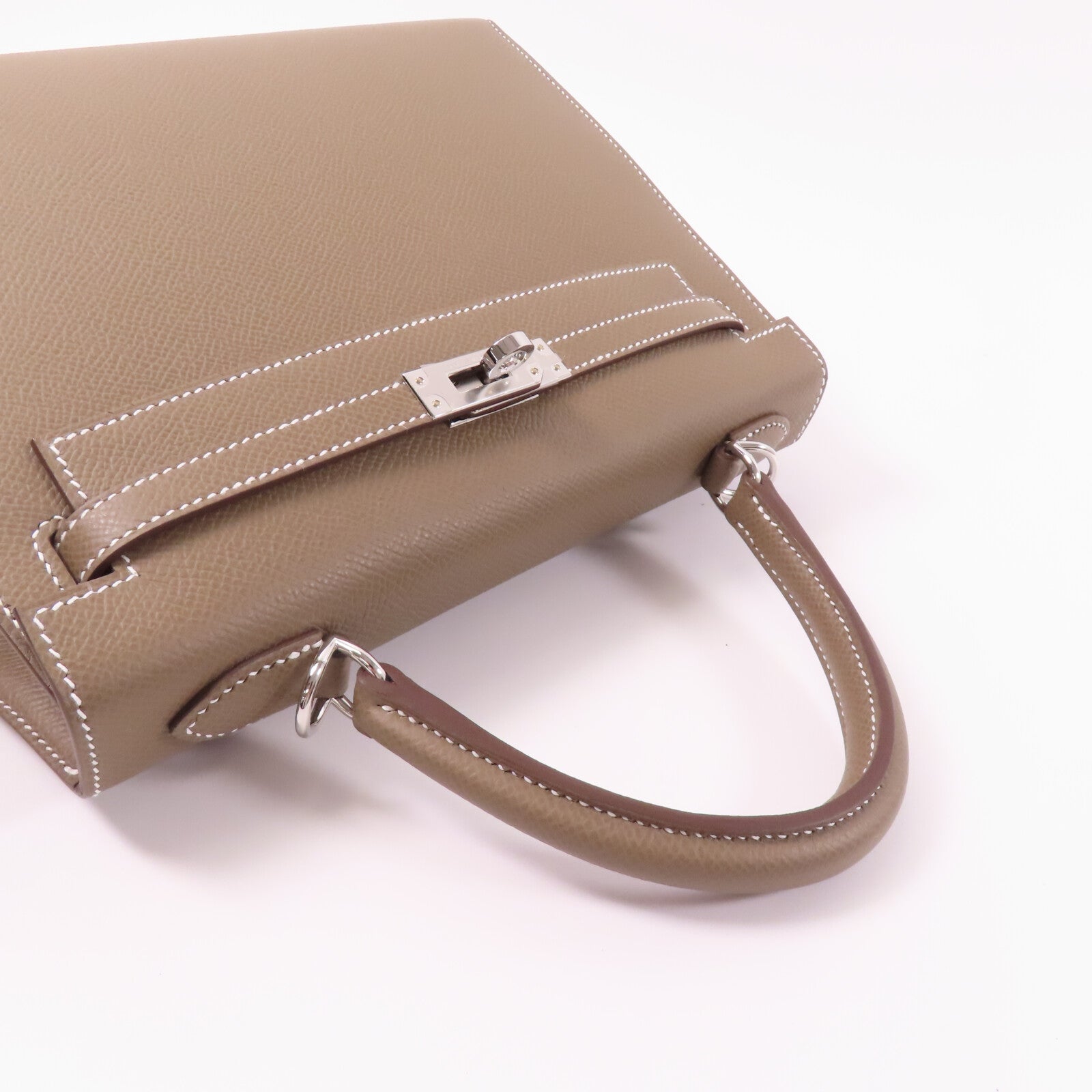 HERMES Epsom皮革Kelly 25手挽肩背兩用袋Etoupe