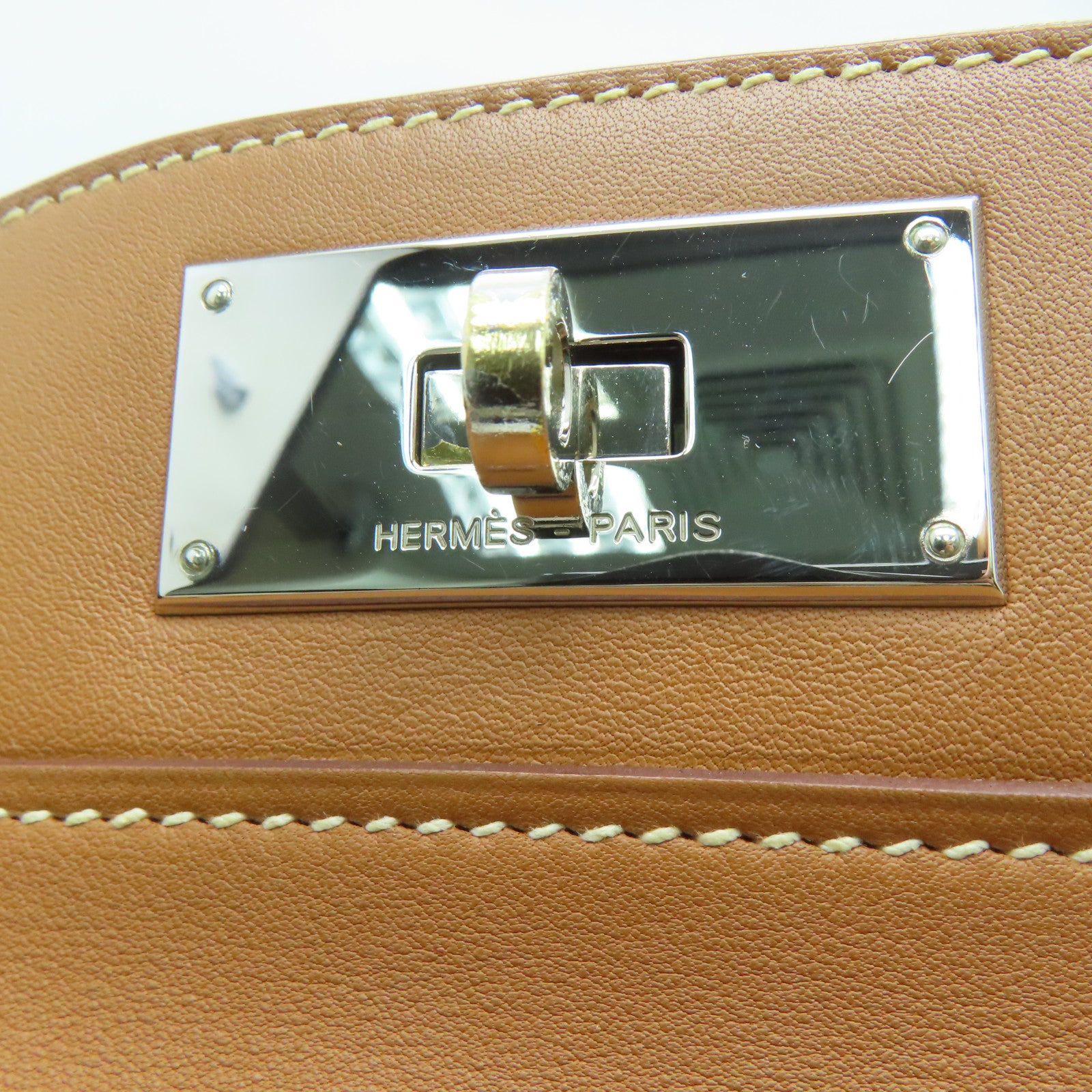 HERMES Swift皮革Toolbox 26银扣手挽肩背两用袋Gold/啡色
