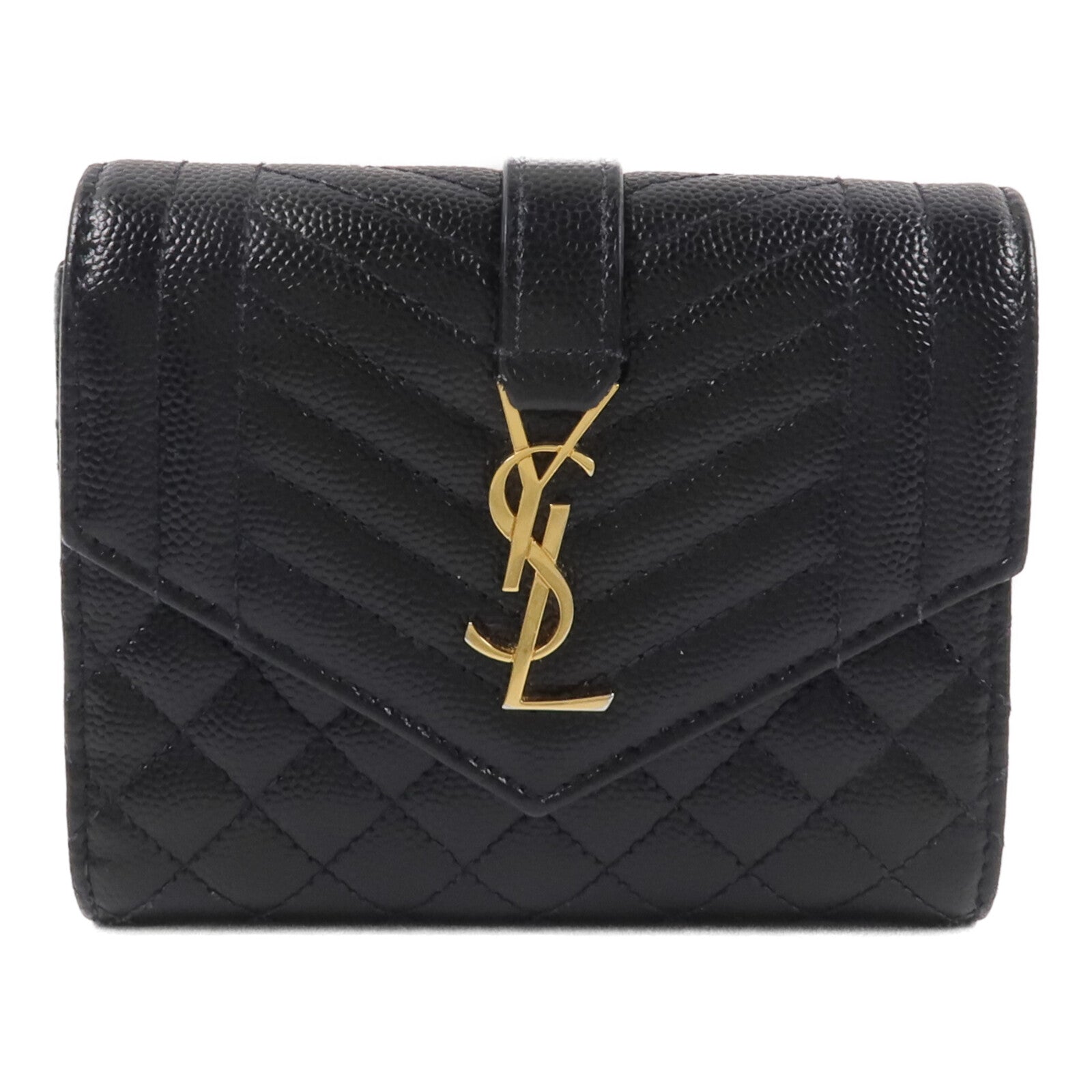 SAINT LAURENT 牛皮皮革Cassandre Matelasse Tri-Fold Compact錢包