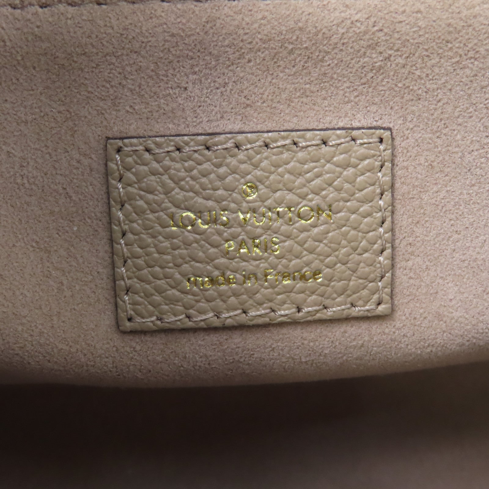 LOUIS VUITTON Monogram Empreinte OnTheGo PM金扣手挽肩背兩用袋米色