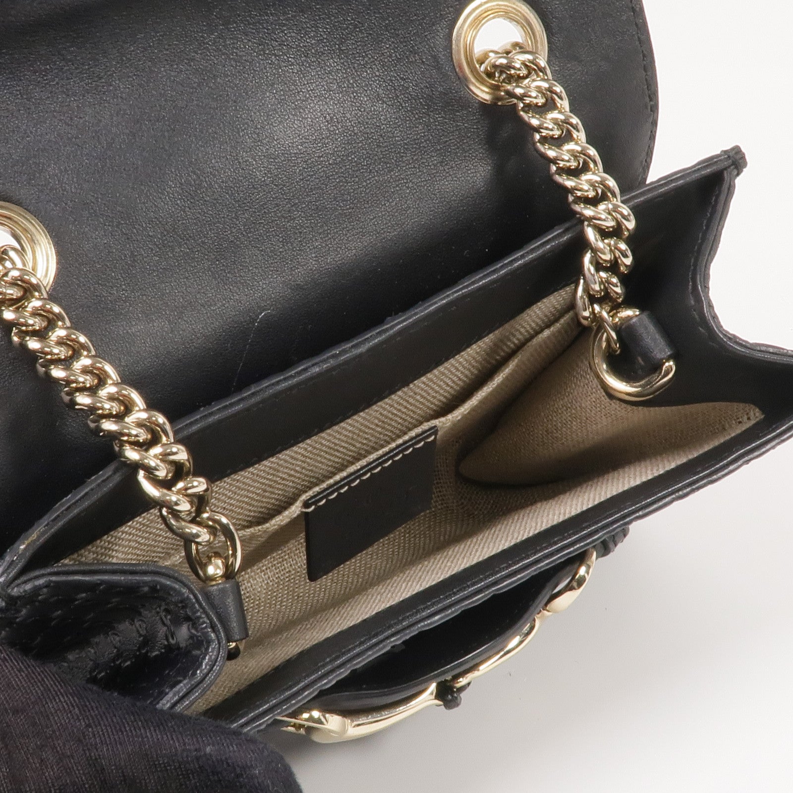 GUCCI 牛皮皮革Mini Emily金扣鏈帶肩背袋