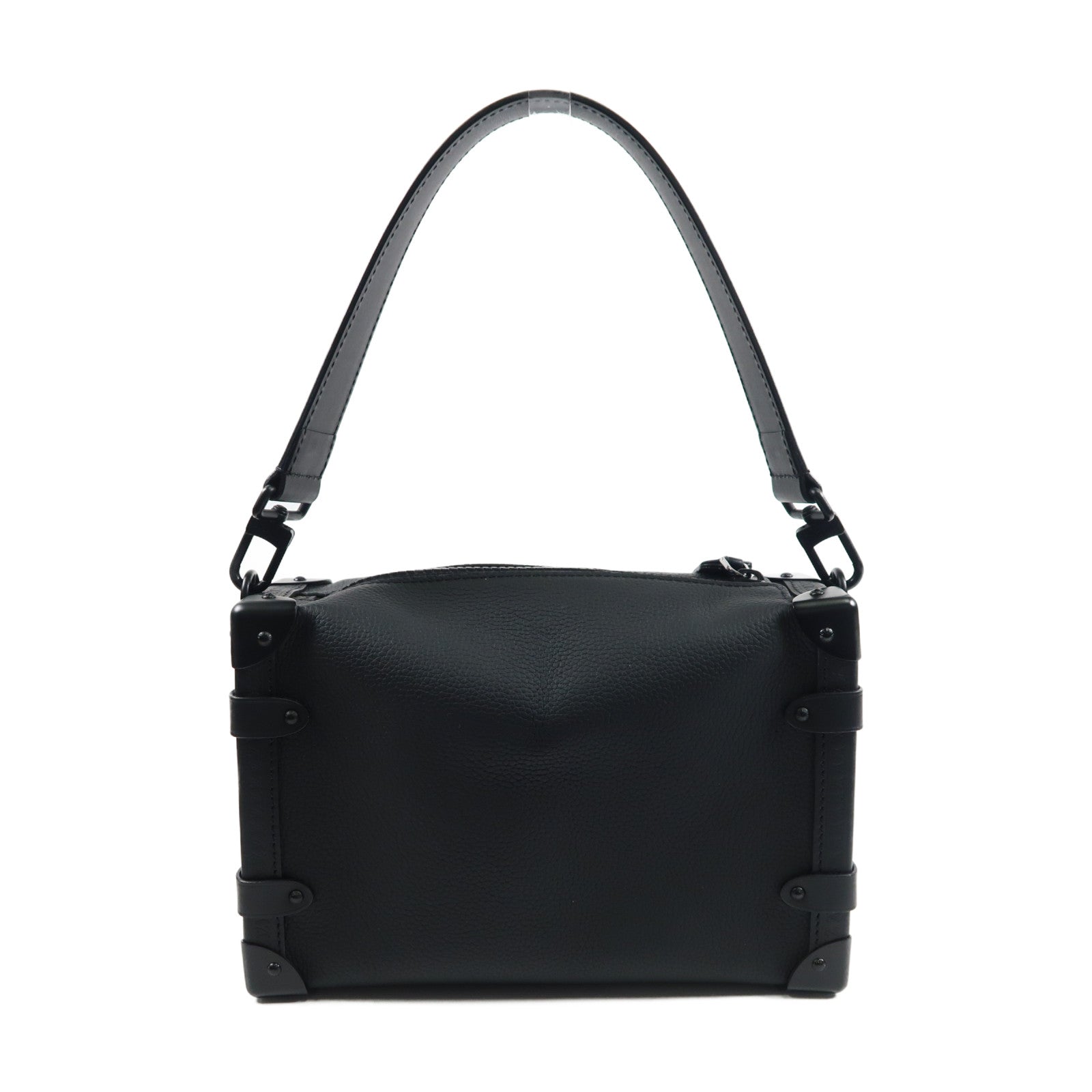LOUIS VUITTON 牛皮皮革Side Trunk MM黑扣手挽肩背兩用袋