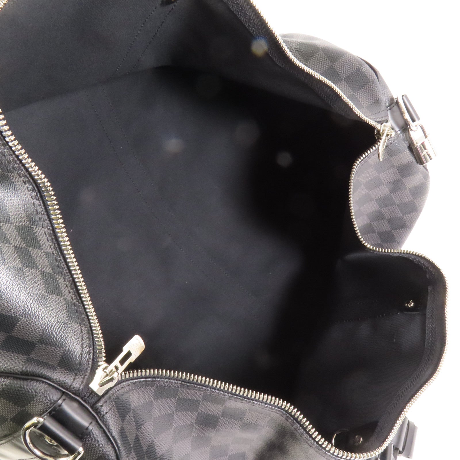 LOUIS VUITTON Damier Graphite Keepall 55銀扣手挽袋
