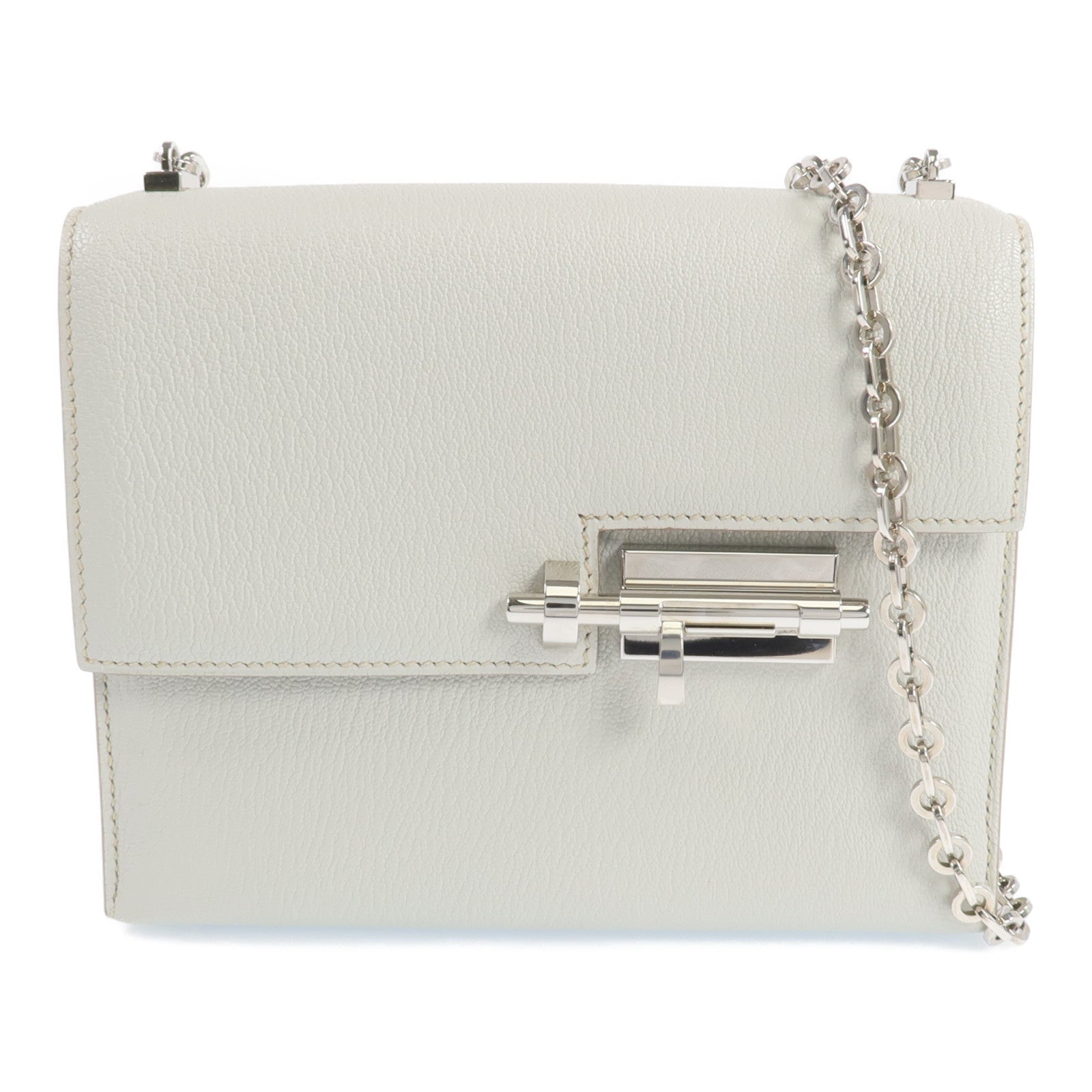 HERMES Chevre皮革Mini Verrou銀扣肩背包