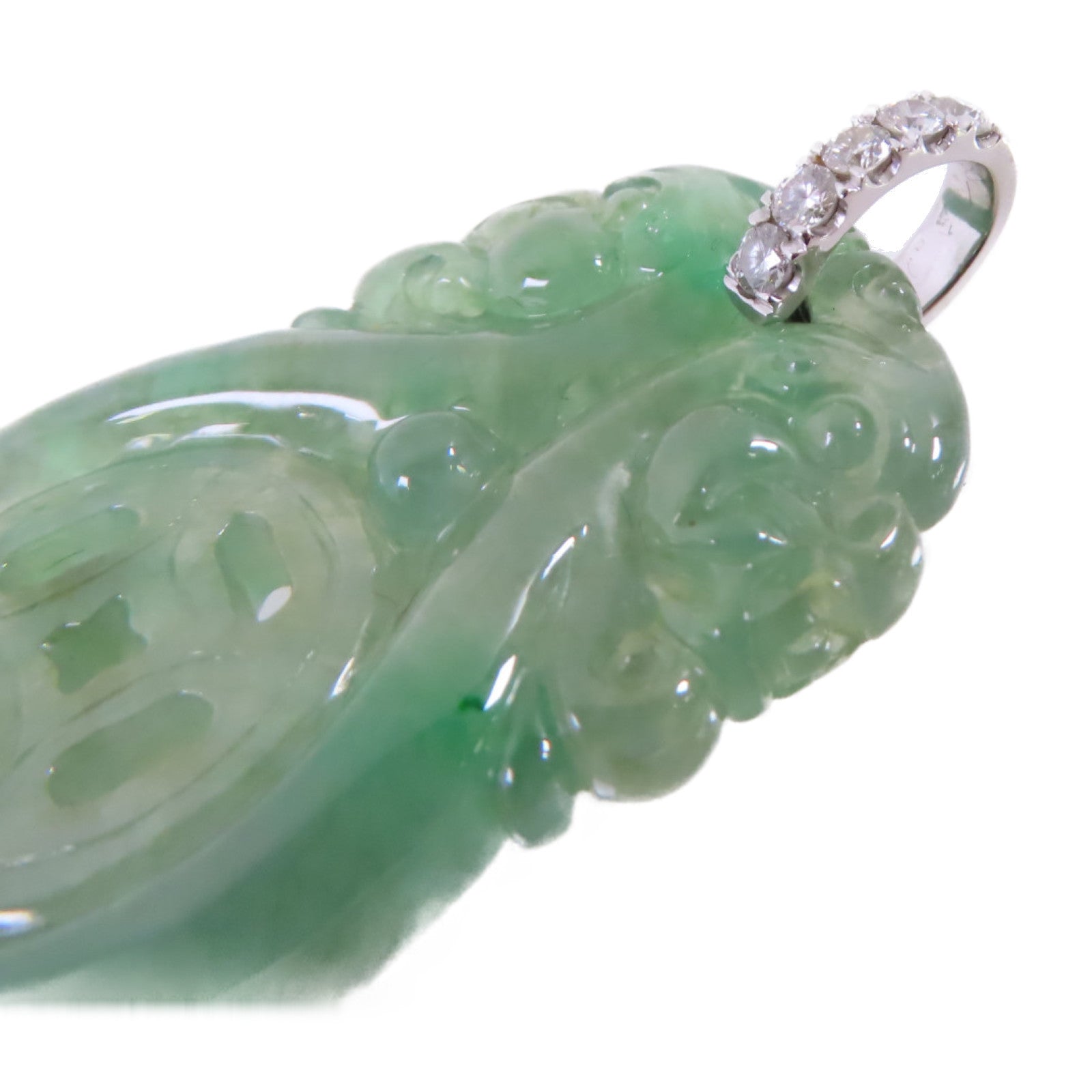 JEWELRY 18K白金/翡翠/鑽石Jade Diamond Pendant Top吊墜頭扣