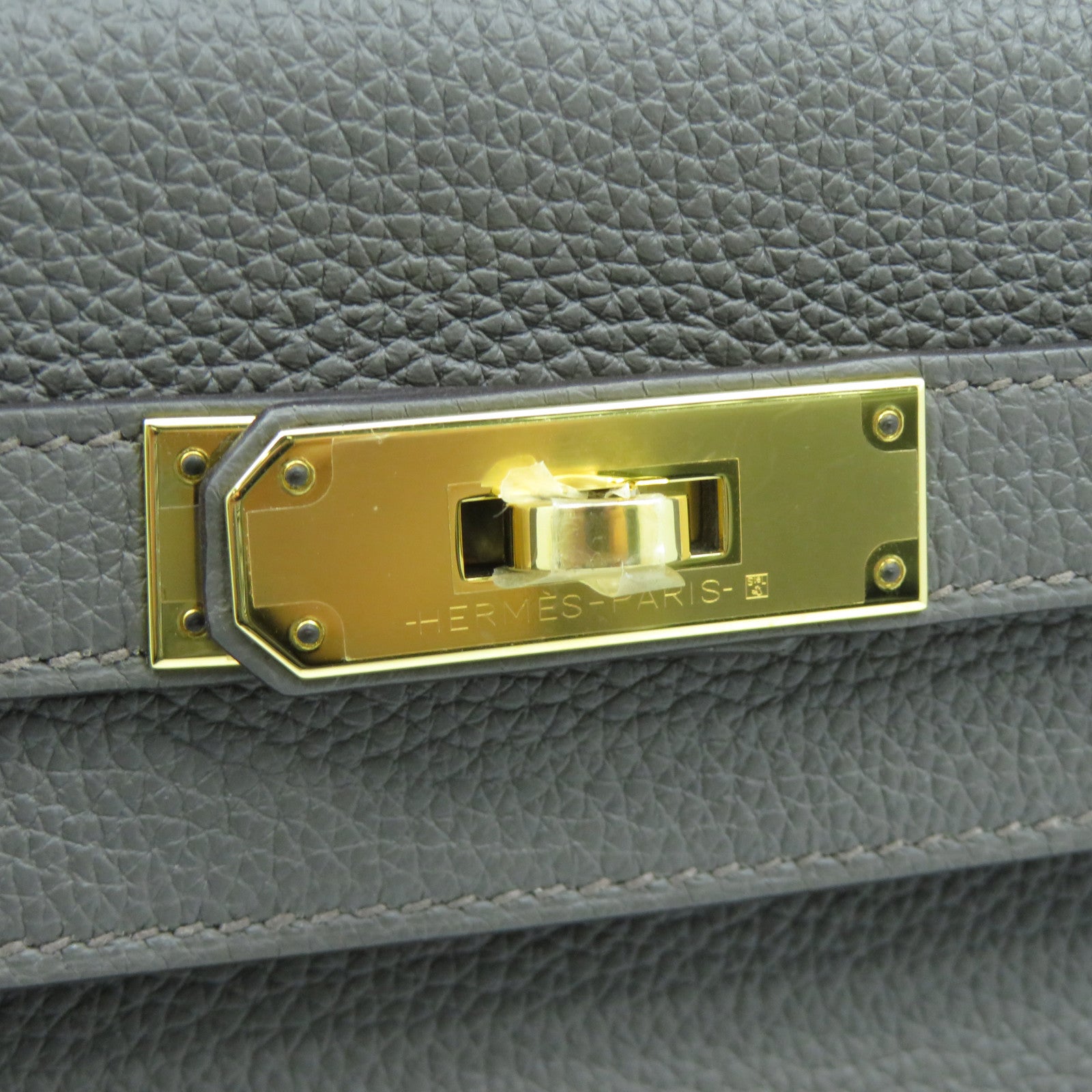 HERMES Clemence皮革Kelly 28金扣手挽肩背兩用袋Etoupe大象灰色