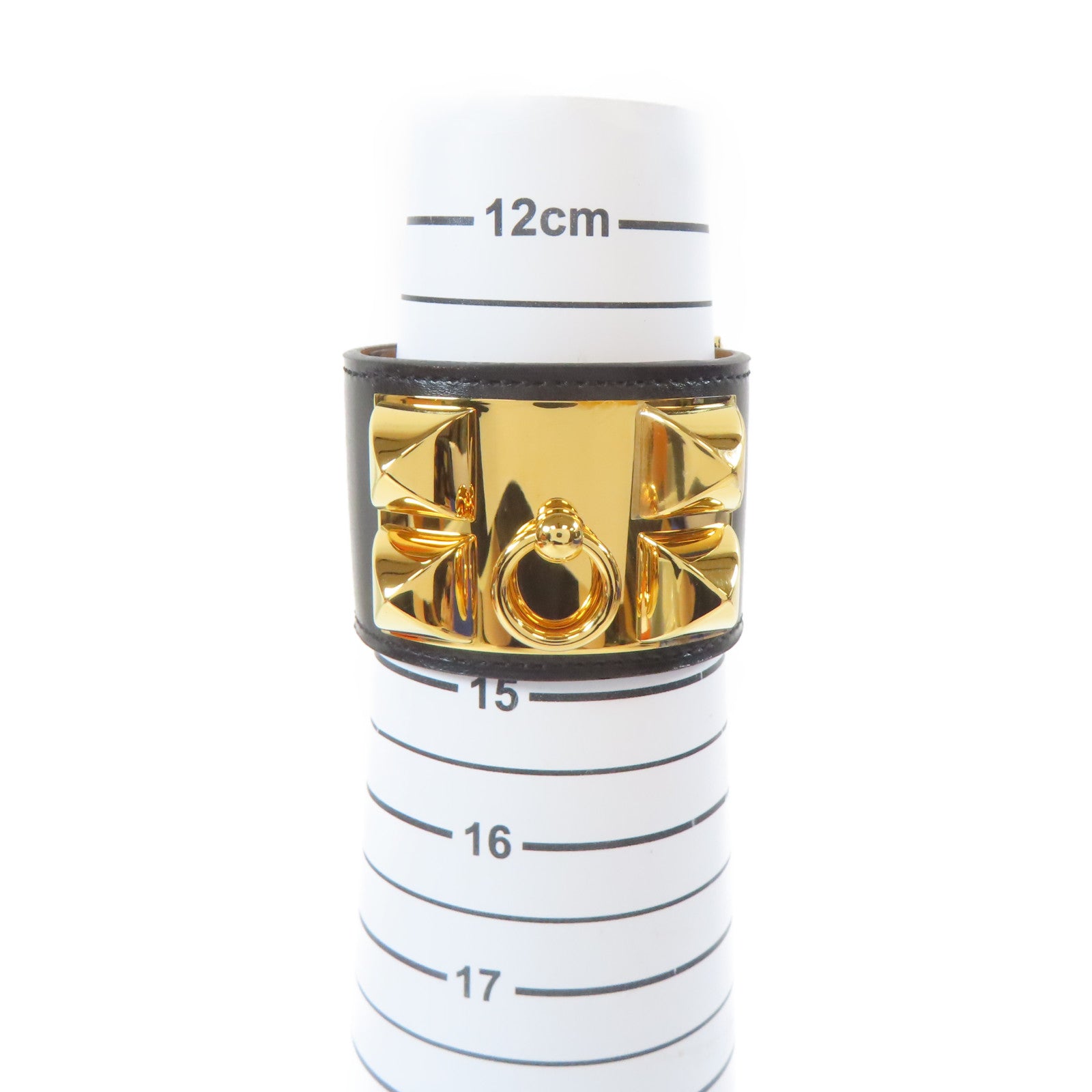 HERMES 牛皮皮革Collier De Chien CDC Bracelet手鐲黑色