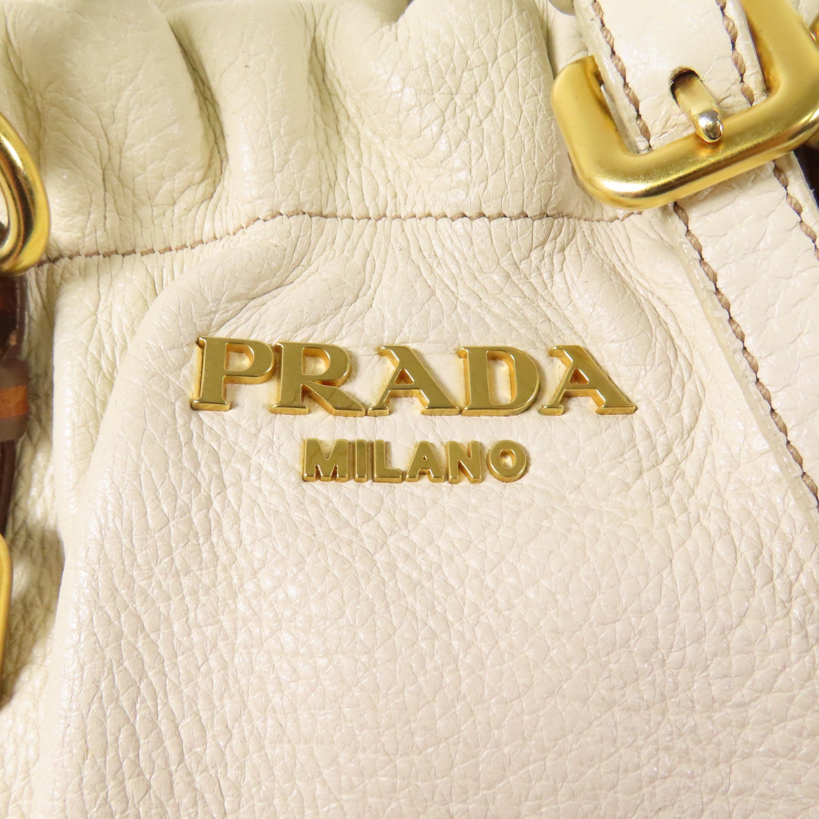 PRADA GHW 2way Shoulder Bag Calfskin Leather White