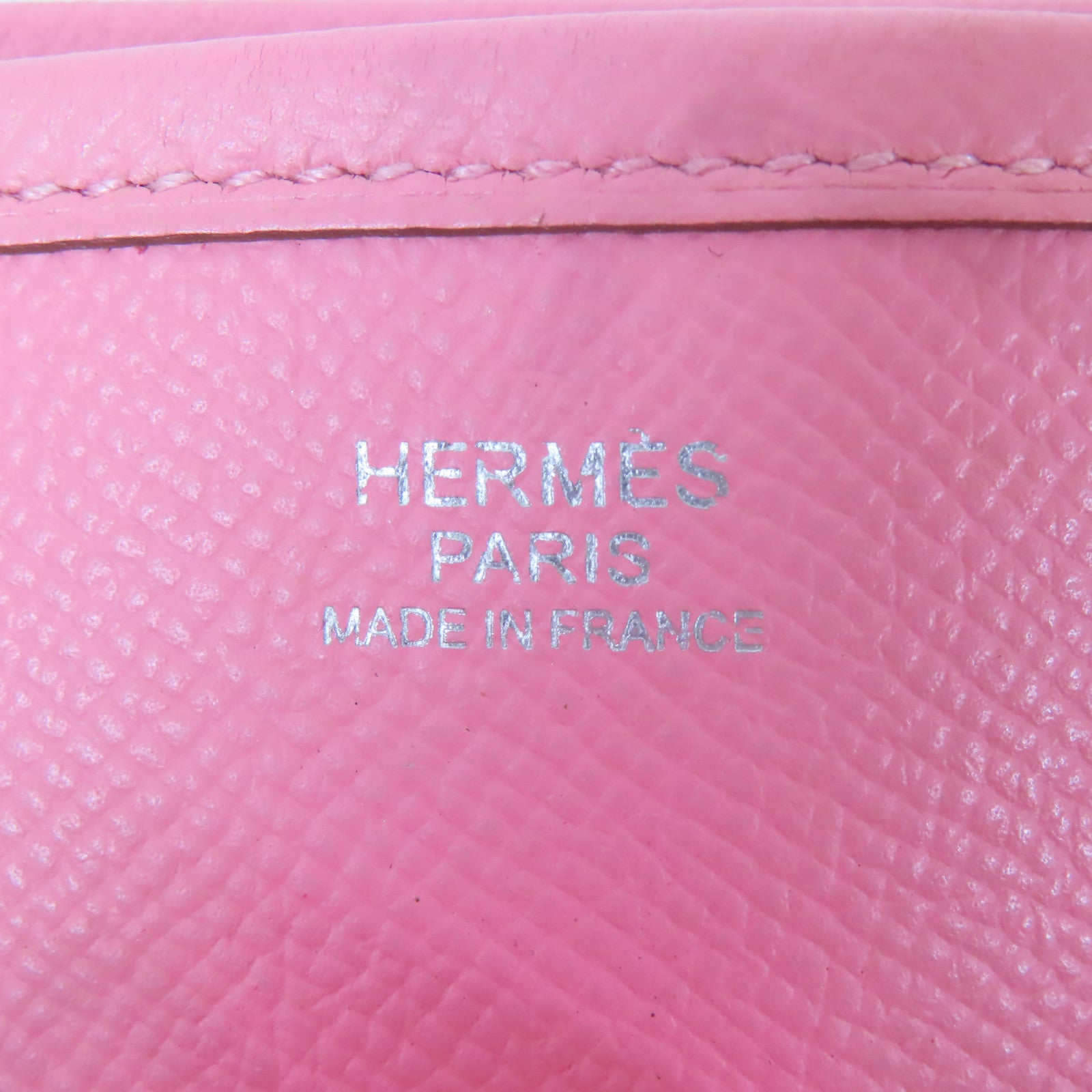 HERMES Epsom皮革Evelyne PM銀扣肩背袋粉紅色