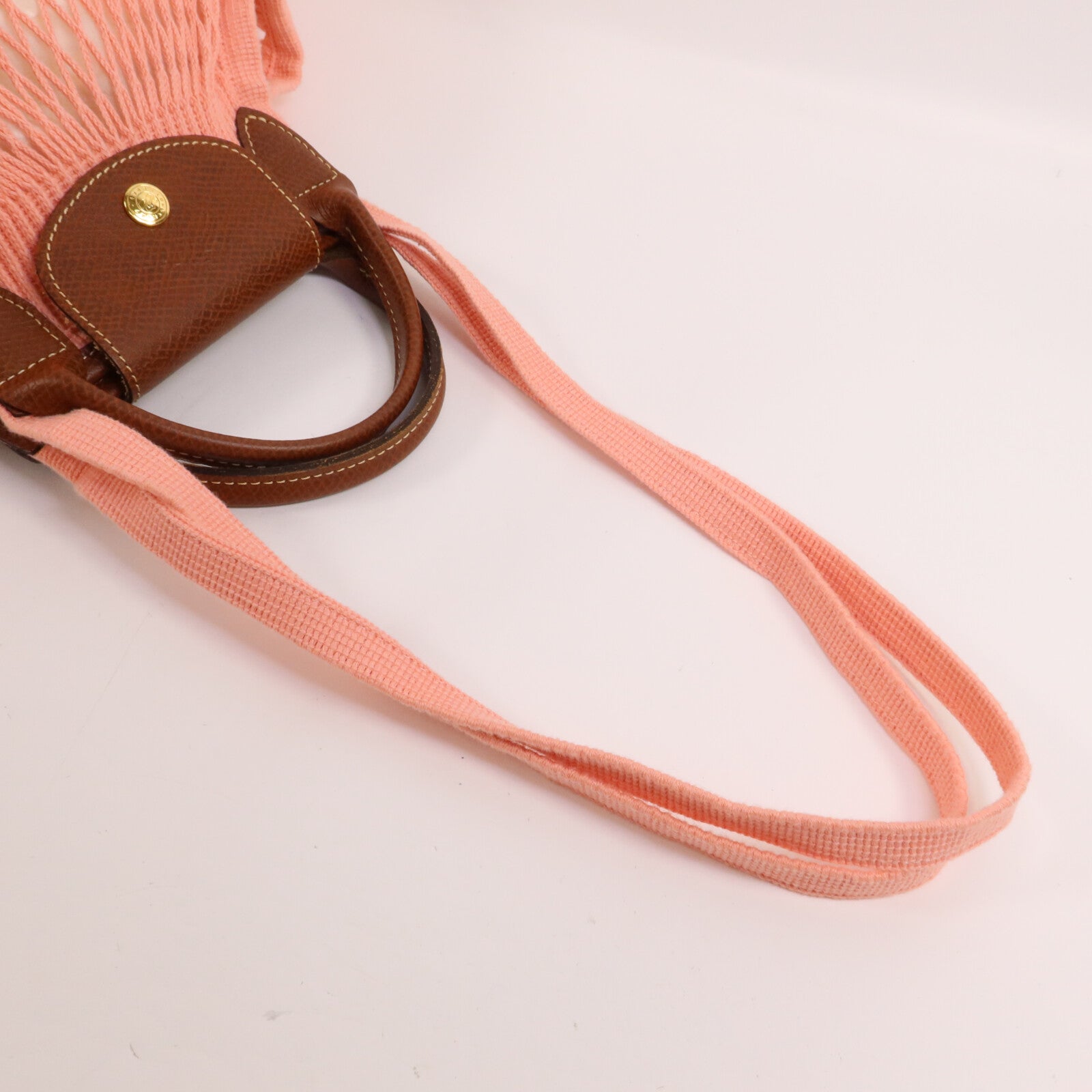 Longchamp 牛皮皮革/棉質Le Pliage Filet L Mesh Bag手挽肩背兩用袋