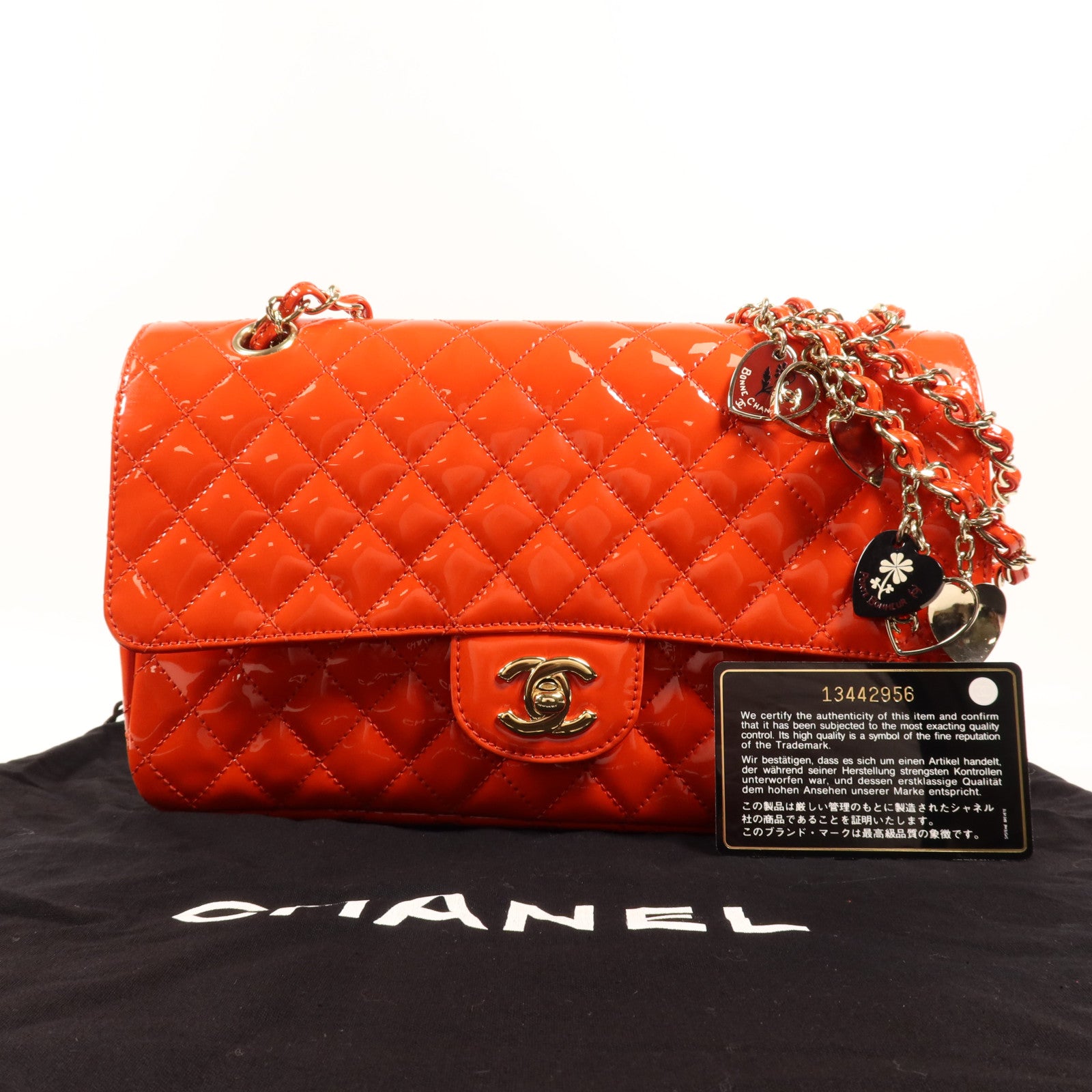 CHANEL 漆皮皮革Chain Shoulder金扣鏈帶肩背袋