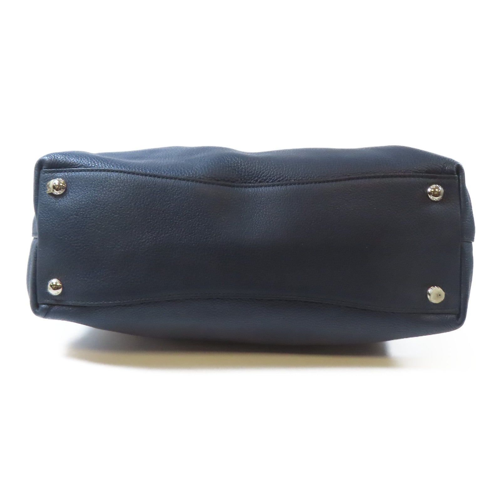 PRADA 牛皮皮革2 Way Shoulder銀扣手挽肩背兩用袋深藍色