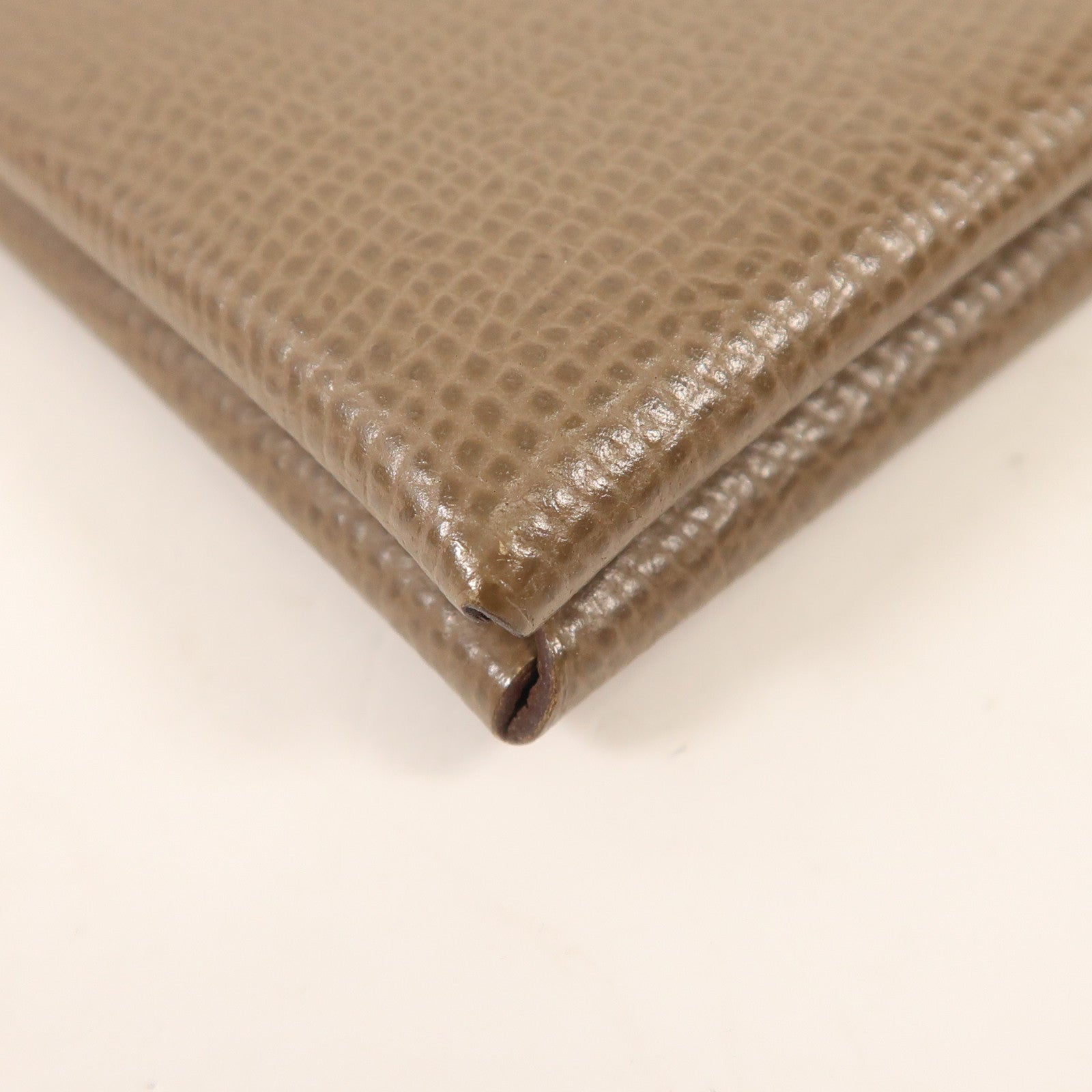 HERMES Epsom皮革Calvi銀扣卡片套Etoupe