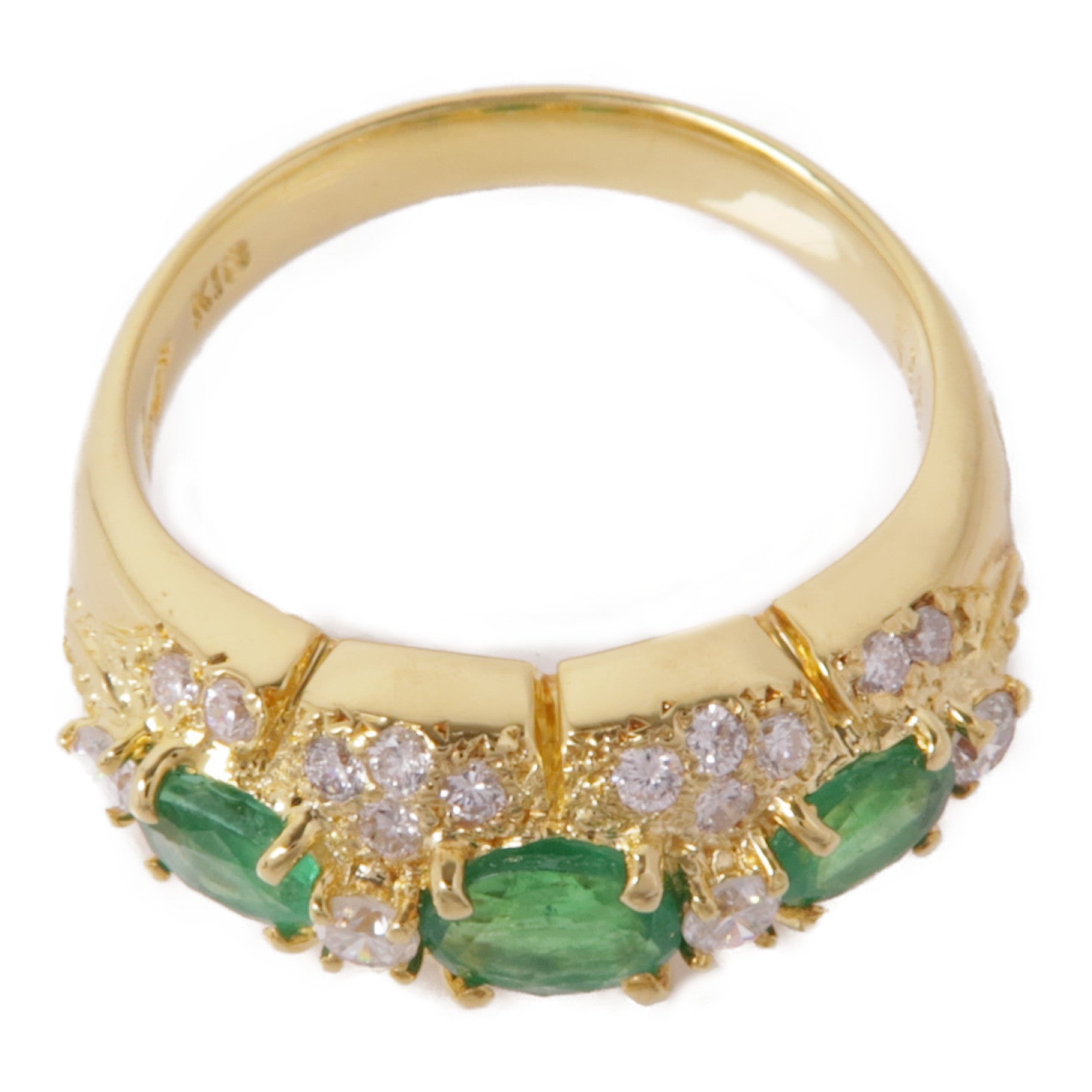 JEWELRY 18K黃金Emerald/Diamond Ring綠寶石/鑽石戒指US#6.25