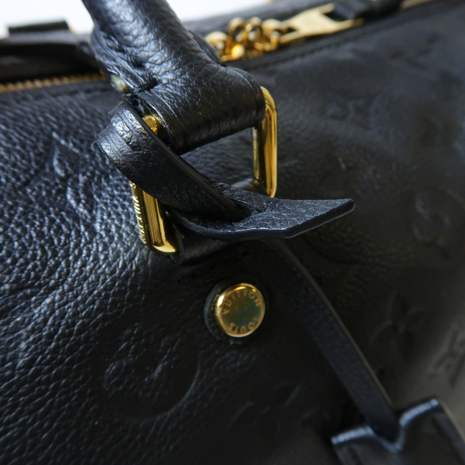 LOUIS VUITTON Monogram Empreinte Speedy Bandouliere 30金扣手挽肩背兩用袋黑色