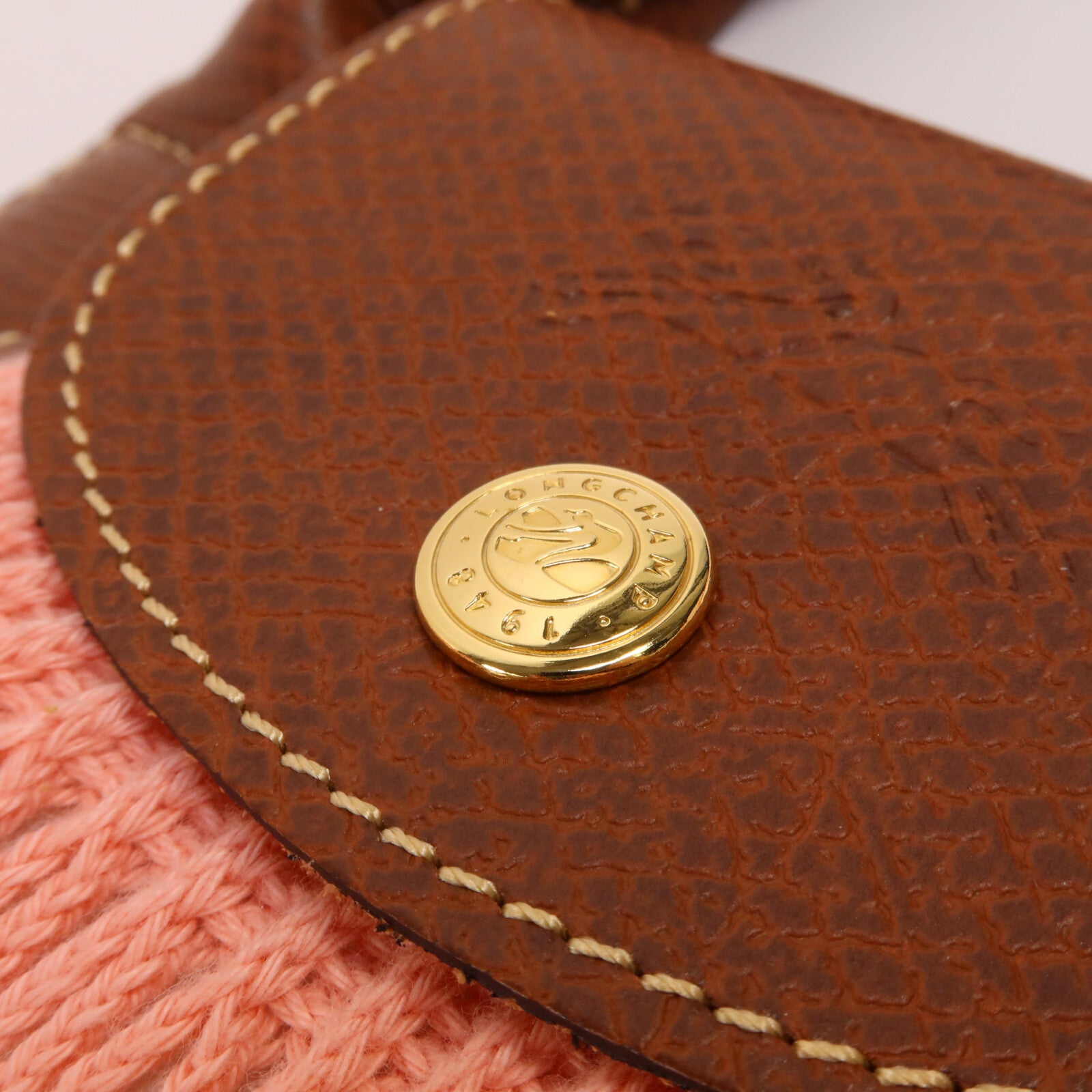 Longchamp 牛皮皮革/棉質Le Pliage Filet L Mesh Bag手挽肩背兩用袋