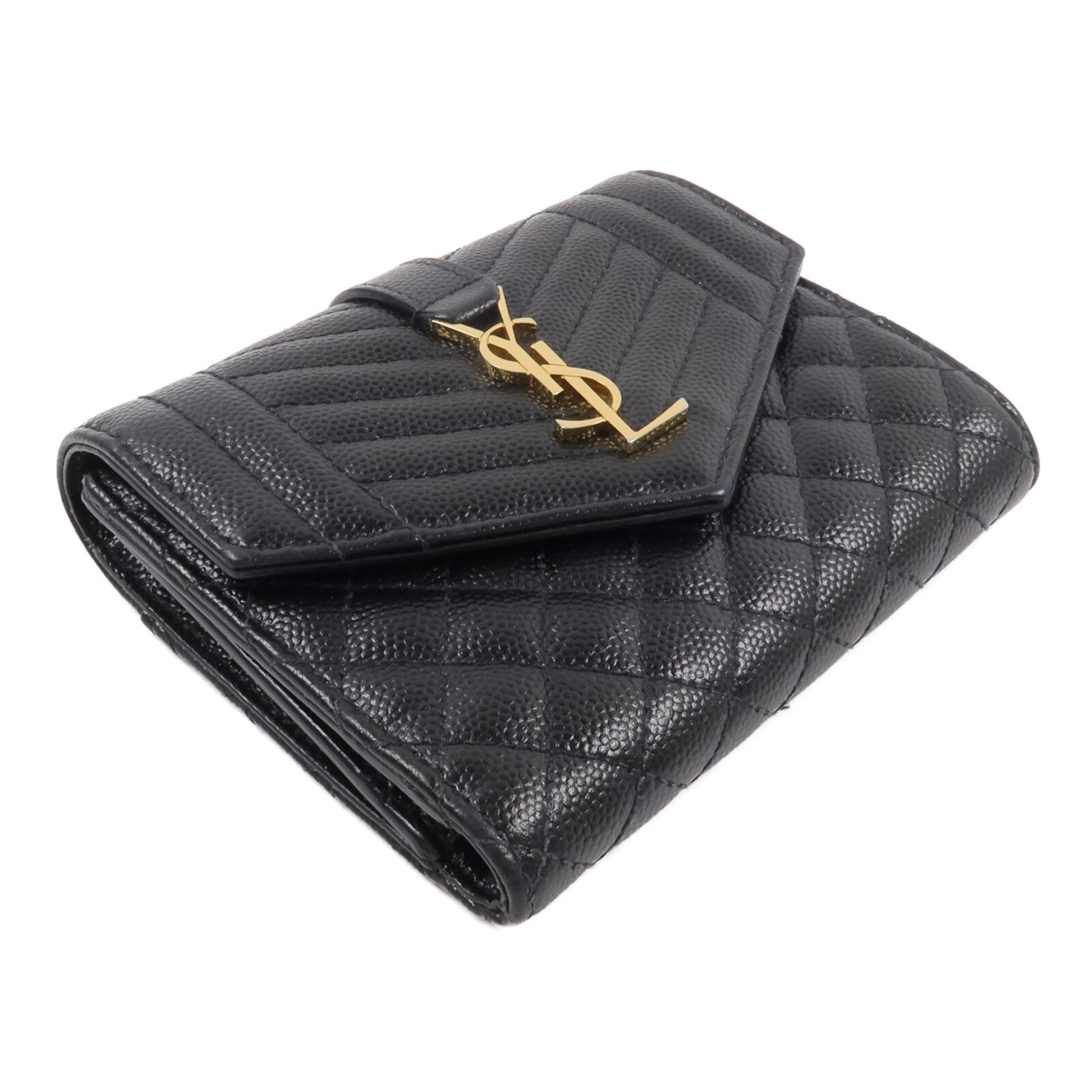 SAINT LAURENT 牛皮皮革Cassandre Matelasse Tri-Fold Compact錢包