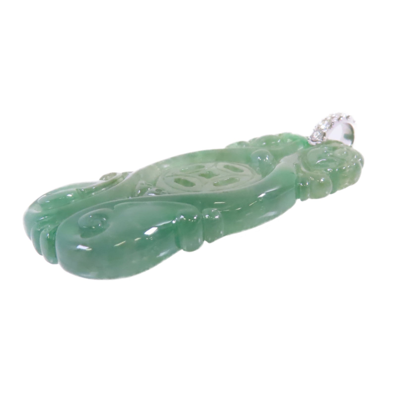 JEWELRY 18K白金/翡翠/鑽石Jade Diamond Pendant Top吊墜頭扣