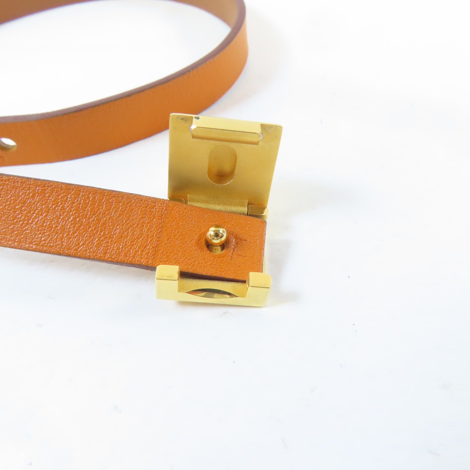HERMES Swift皮革Medor Infini Double Tour Bracelet金扣手鐲橙色/Orange