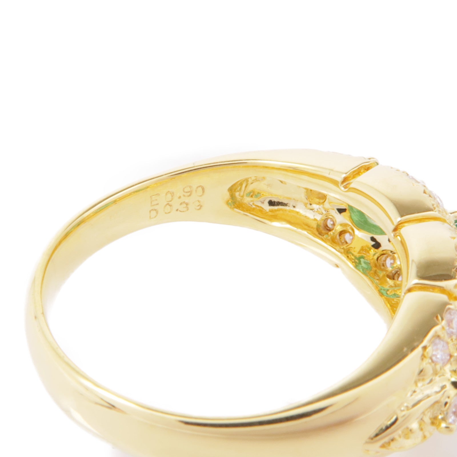 JEWELRY 18K黃金Emerald/Diamond Ring綠寶石/鑽石戒指US#6.25