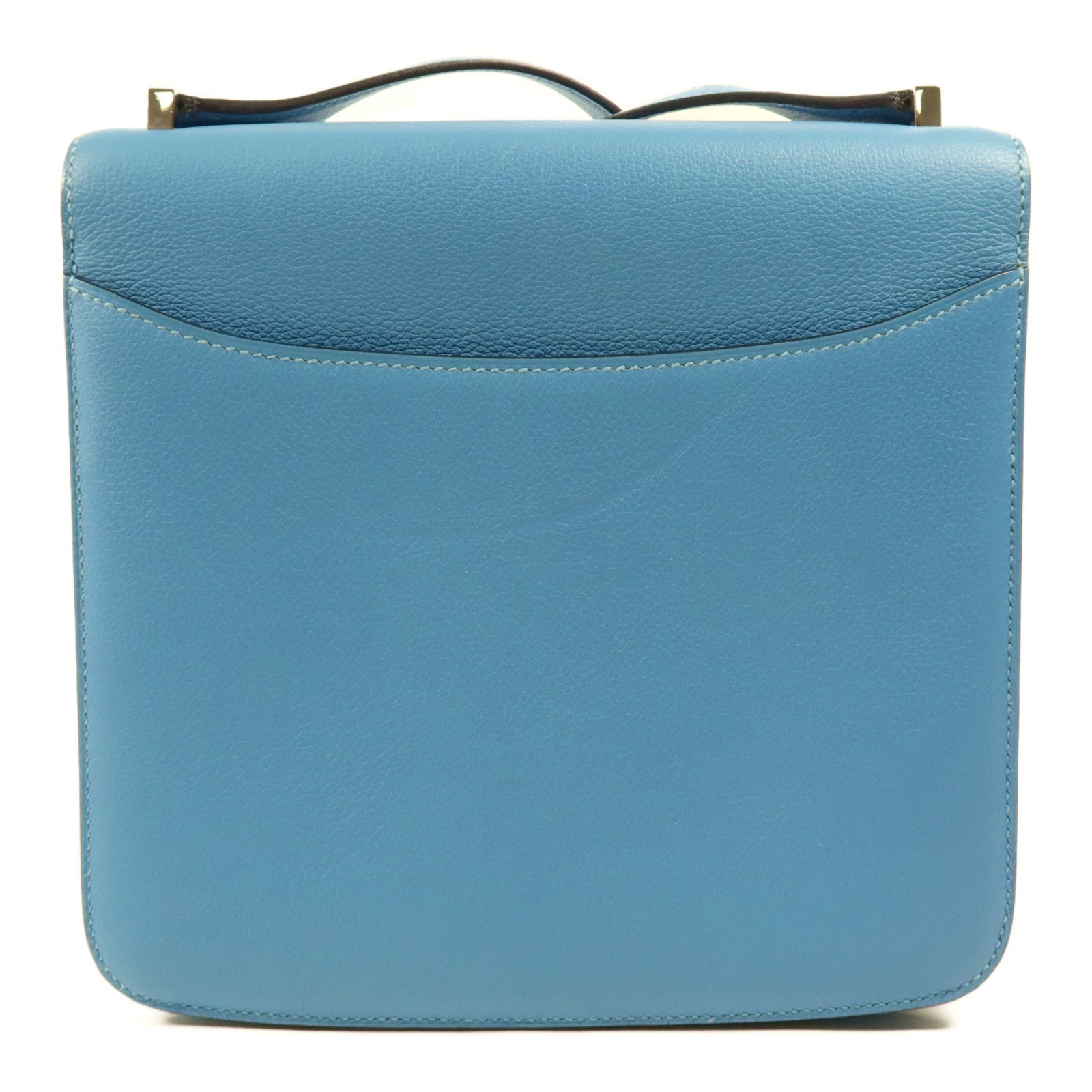 HERMES Evercolor皮革2002銀扣肩背袋Bleu Du Nord