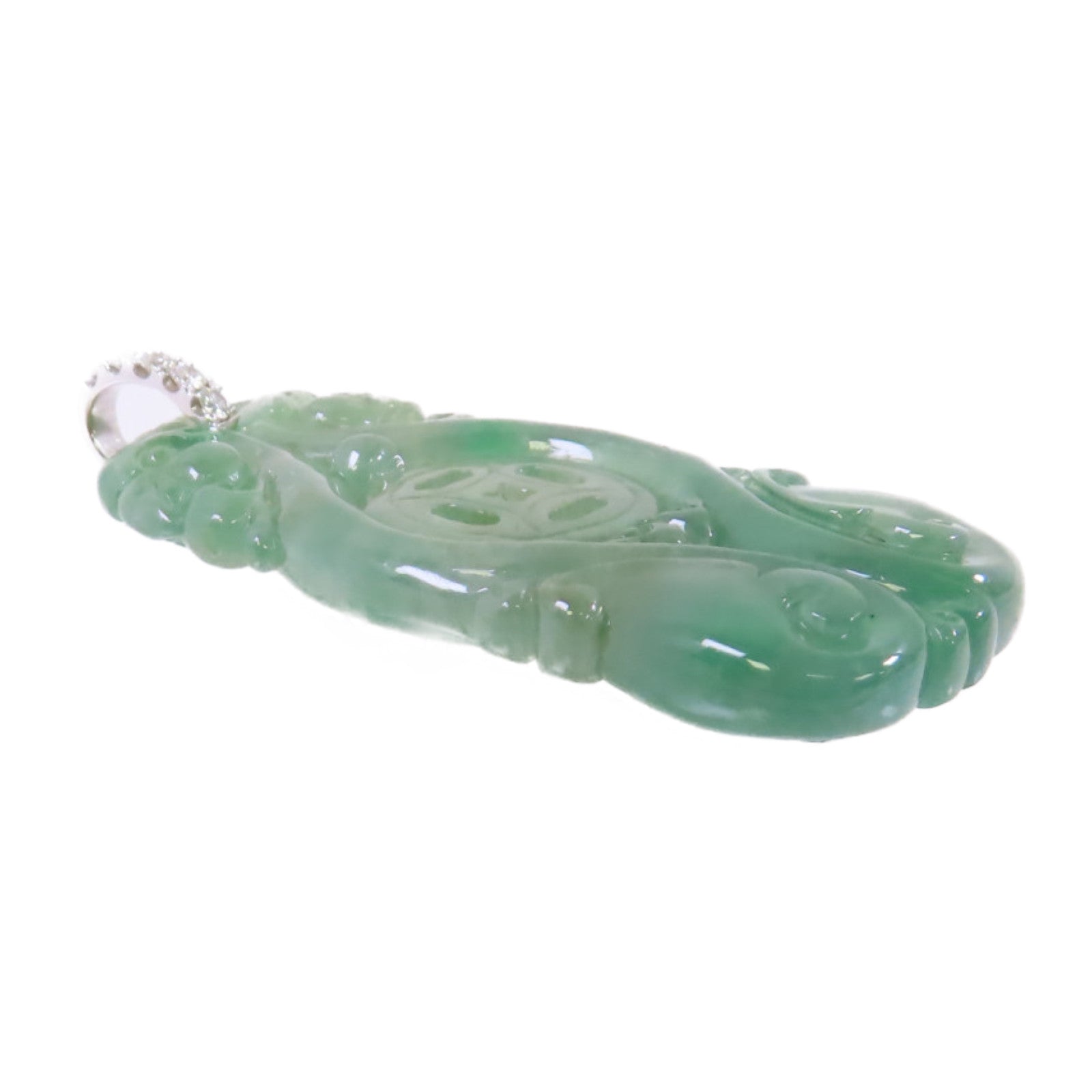 JEWELRY 18K白金/翡翠/鑽石Jade Diamond Pendant Top吊墜頭扣