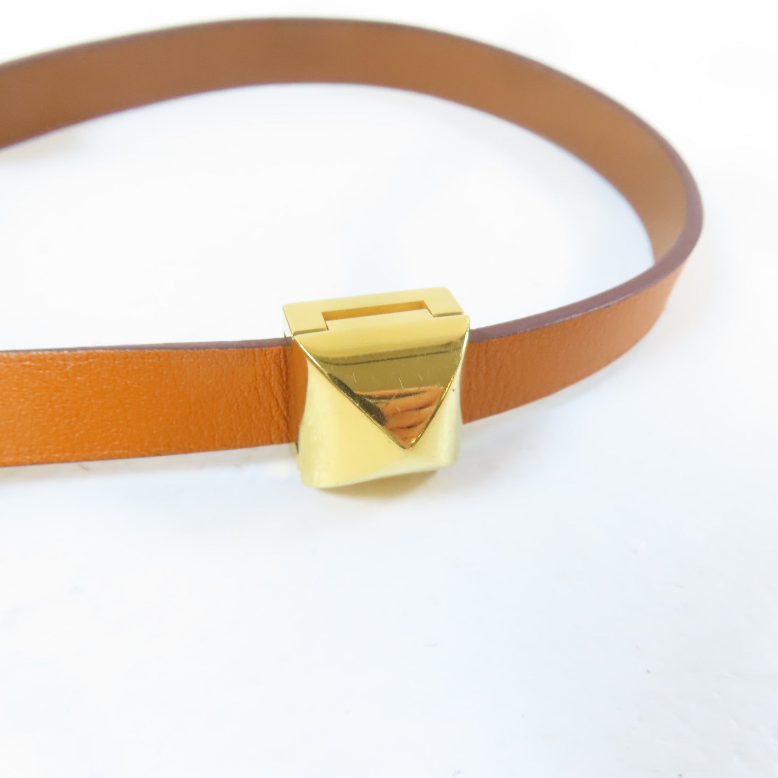 HERMES Swift皮革Medor Infini Double Tour Bracelet金扣手鐲橙色/Orange